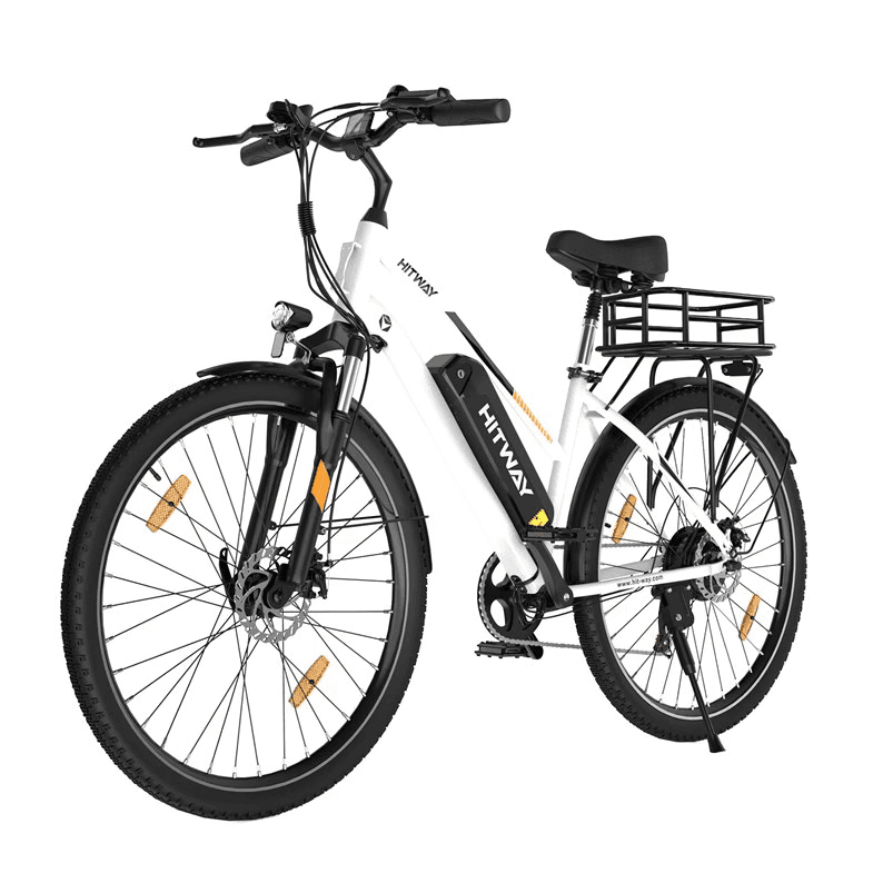Vélo à assistance électrique hitway BK27S avec panier - Blanc