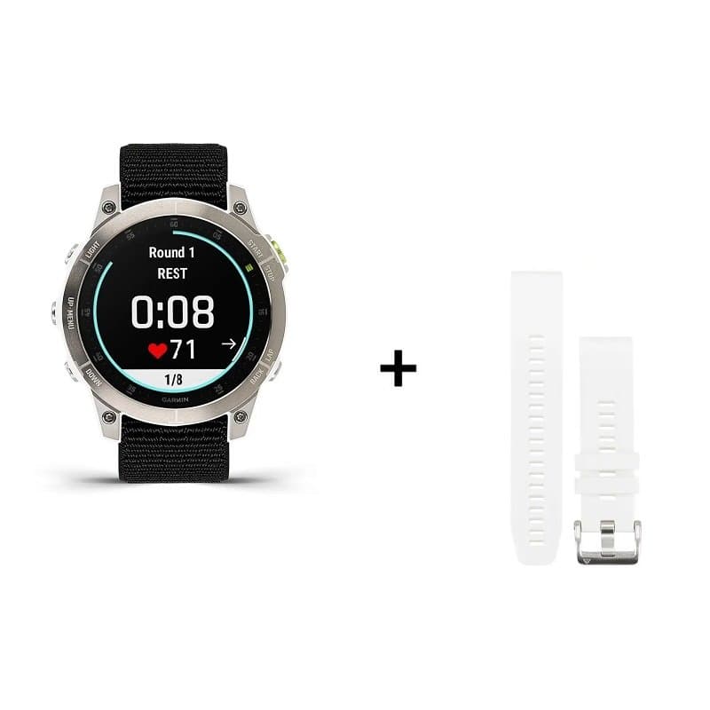Montre Garmin EPIX Gen 2 Sapphire Titane + bracelet silicone jaune - Sapphire Titane + bracelet nylon noir