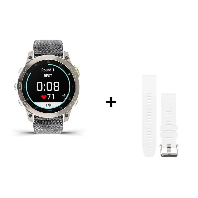 Montre Garmin EPIX Gen 2 Sapphire Titane + bracelet silicone jaune - Sapphire Titane + bracelet nylon gris