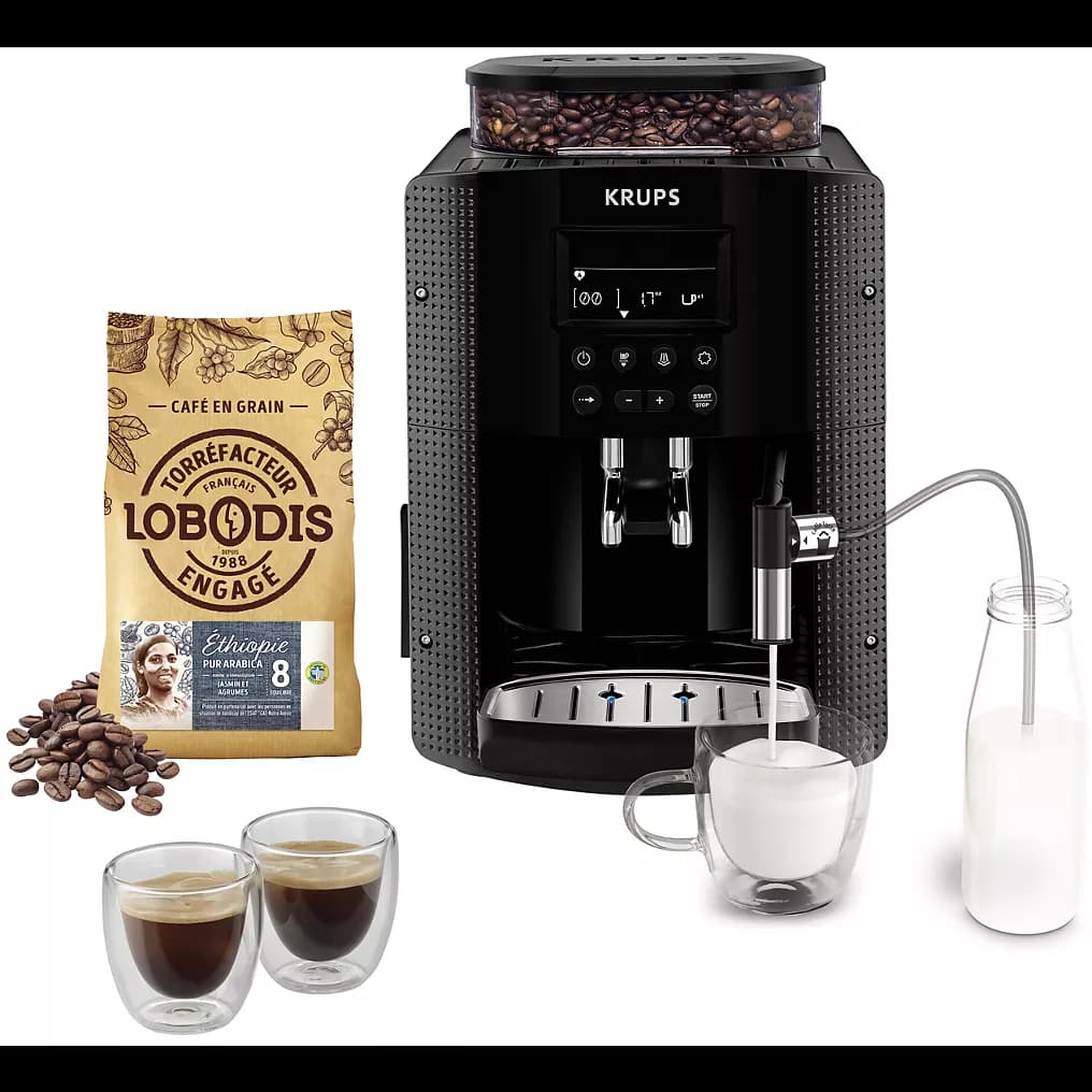 Expresso Broyeur KRUPS pack EA8168F2 + 500g café en grains