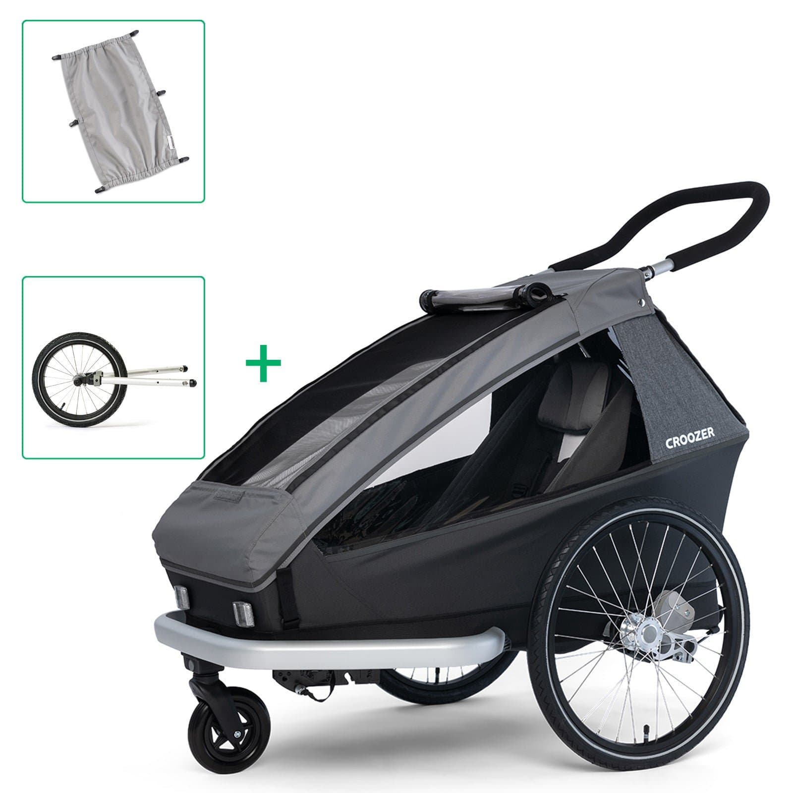 Croozer Kid Keeke 1 inkl. Jogger-Set und Sonnenschutz – Mountain grey