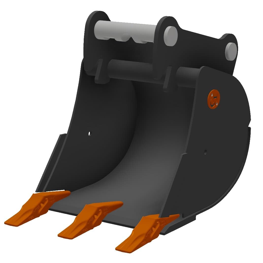 HENLE HD-Tieflöffel Klasse 3S (5 bis 6,5t) – mit Zahn - HENLE HD-Tieflöffel K3S - 400 mm - QC03HT - geschweißtes Zahnsystem