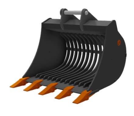 HENLE Abbruch-Sortierlöffel Klasse 6S (26 bis 30t) – Typ LH – mit Zahn – Gitter längs - HENLE Abbruch-Sortierlöffel K6S - 1500 mm -SW48 - geschweißtes