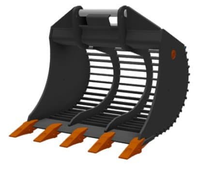 HENLE Abbruch-Sortierlöffel Klasse 6 (21 bis 26t) – Typ SW – mit Zahn – Gitter quer - HENLE Abbruch-Sortierlöffel K6 - 1400 mm - QC21/25 - Gitter quer