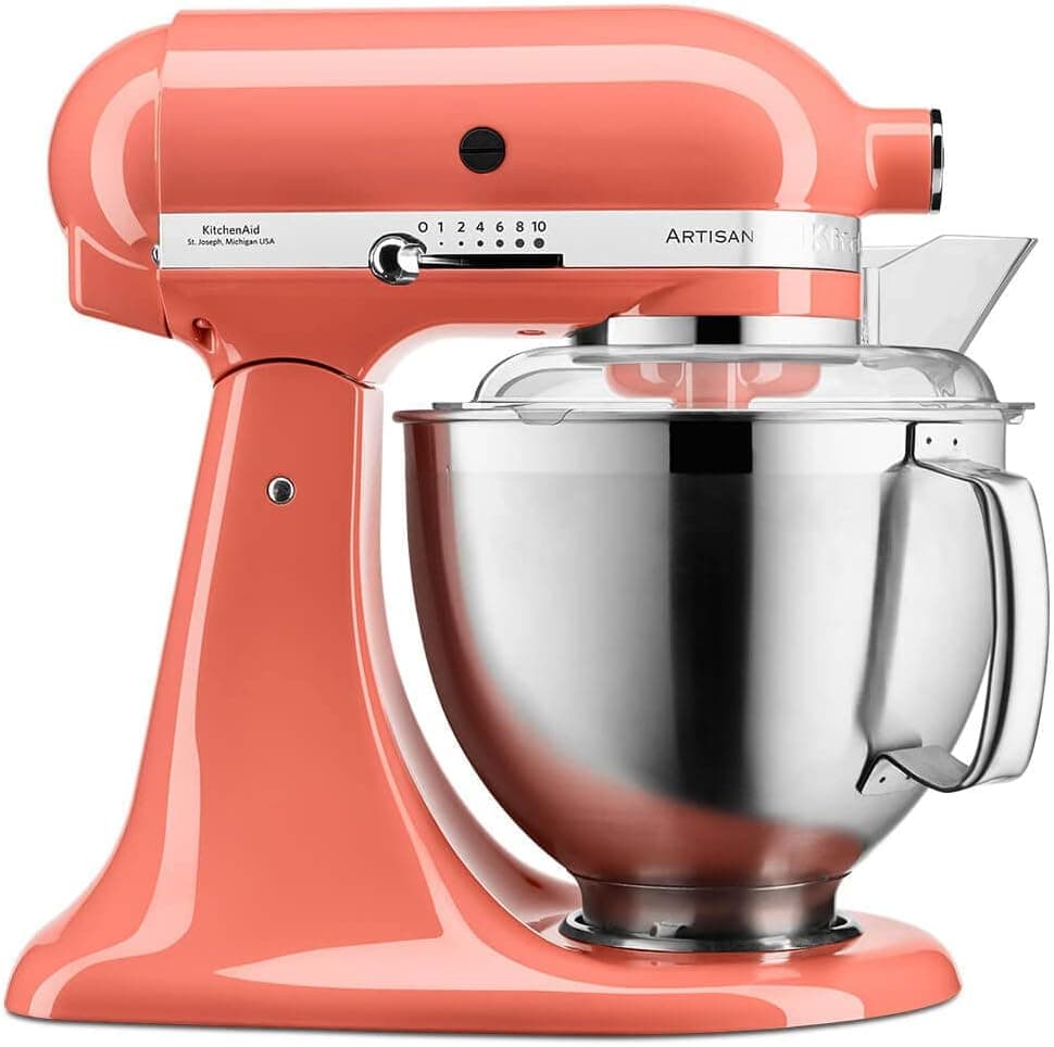 KitchenAid Artisan 5KSM185PS Küchenmaschine | 4,8L + 3L Schüssel | Edelstahl-Zubehör | 300W - Coral