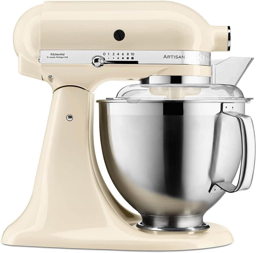KitchenAid Artisan 5KSM185PS Küchenmaschine | 4,8L + 3L Schüssel | Edelstahl-Zubehör | 300W - Cream