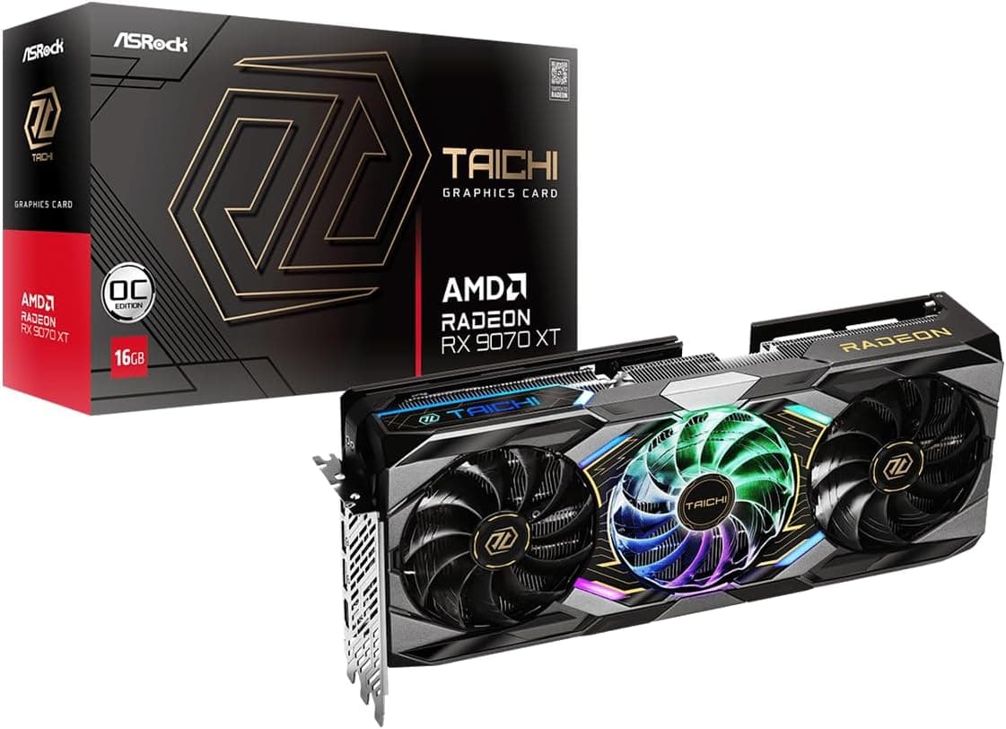 ASRock Taichi AMD Radeon RX 9070 XT 16GB OC | 90-GA5HZZ-00UANF | 16GB GDDR6 | RDNA 4 | 20 Gbps | Taichi 3X
