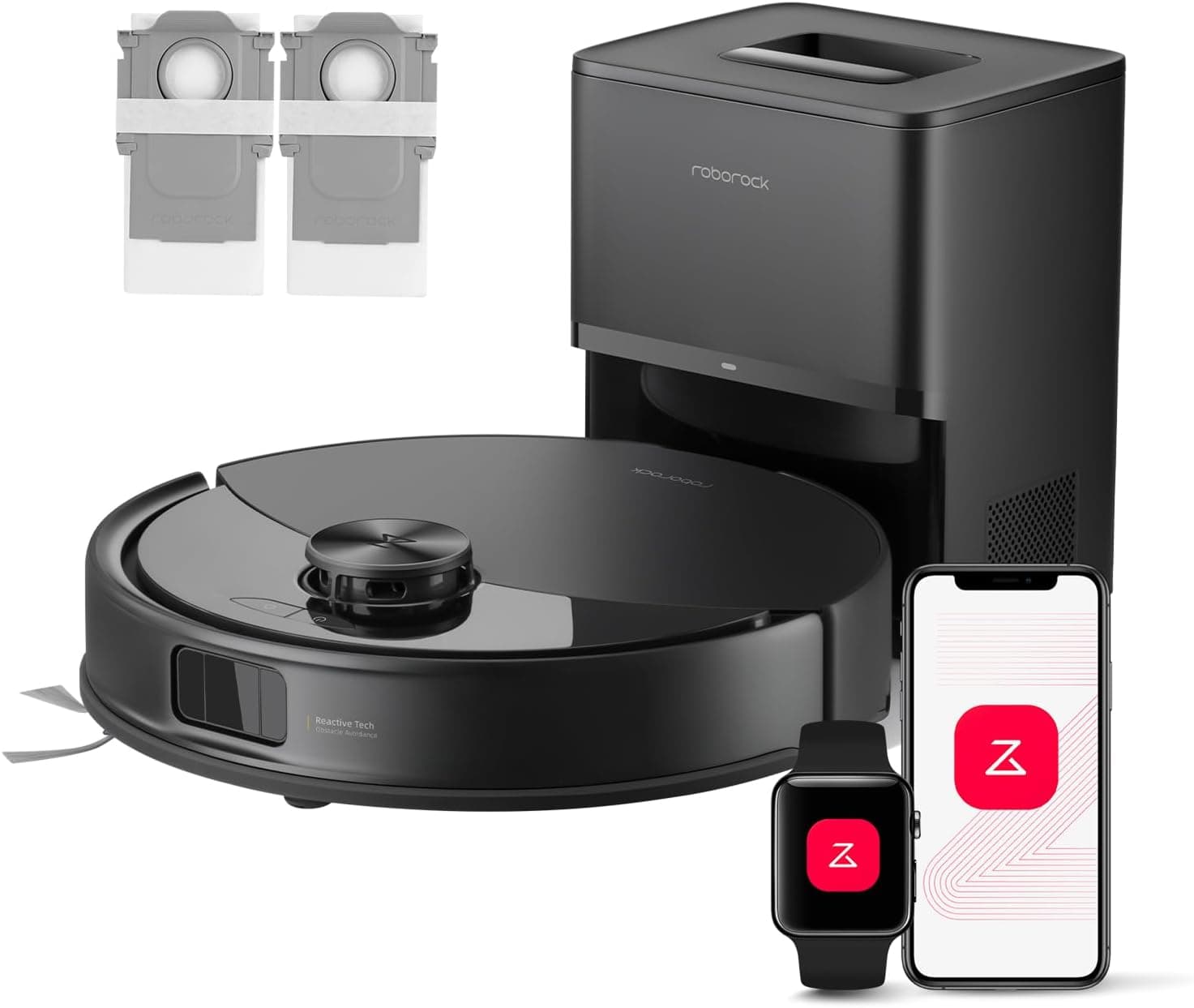 Roborock Q10 S5+ Saug- und Wischroboter mit 10.000 Pa HyperForce-Saugkraft, VibraRise 2.0 und selbstentleerender Reinigungsstation - Set Schwarz