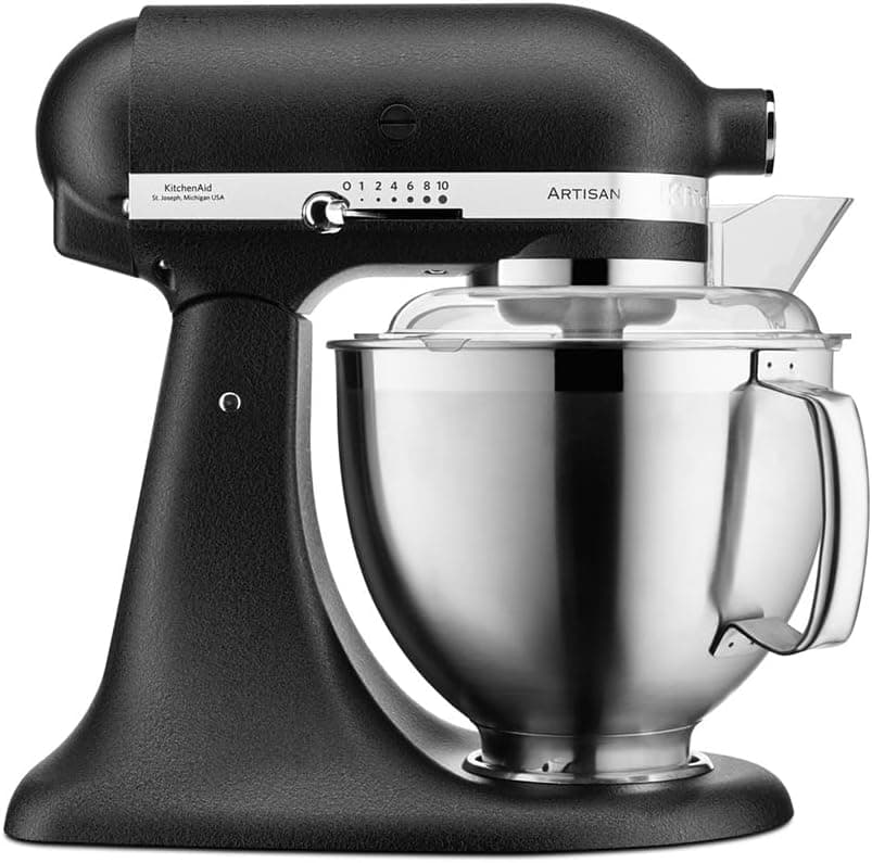 KitchenAid Artisan 5KSM185PS Küchenmaschine | 4,8L + 3L Schüssel | Edelstahl-Zubehör | 300W - Cast Iron Black
