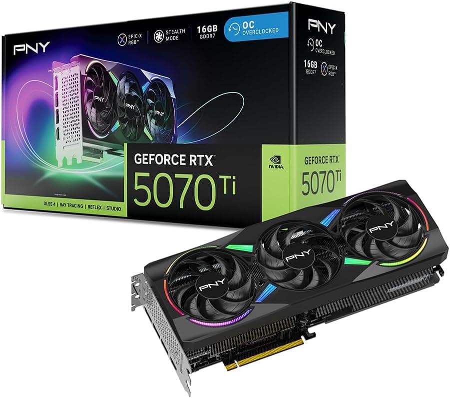 PNY GeForce RTX 5070 Ti 16GB Serie | OC, Standard & ARGB OC | GDDR7 | PCIe 5.0 | Triple Fan - ARGB OC