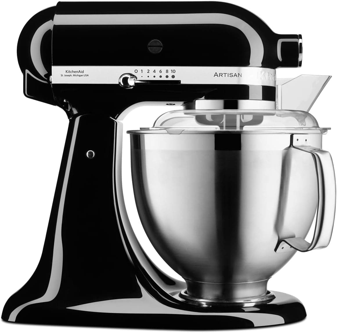 KitchenAid Artisan 5KSM185PS Küchenmaschine | 4,8L + 3L Schüssel | Edelstahl-Zubehör | 300W - Onyx Black