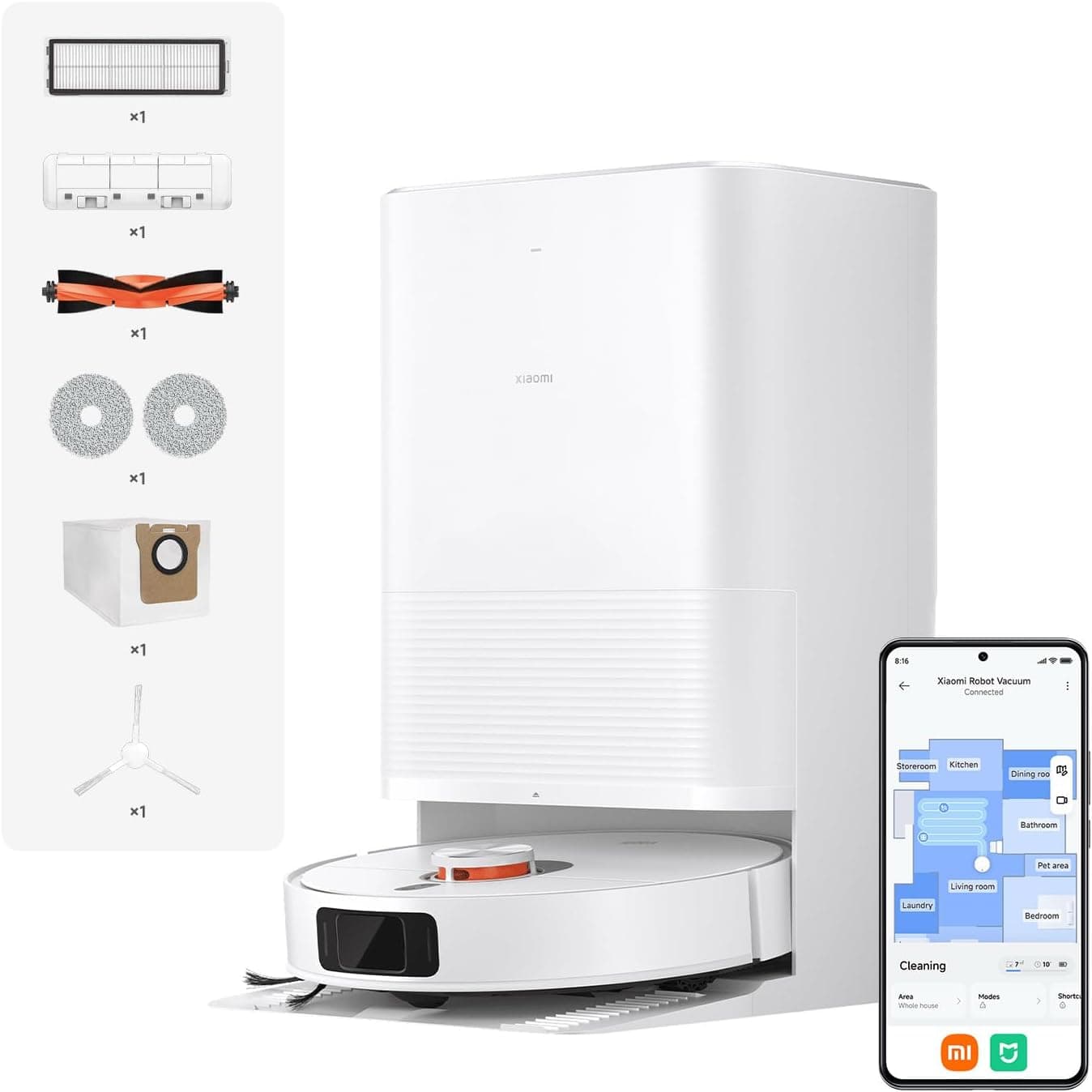 Xiaomi Saugroboter-Serie (X20+, X20 Max, X20 Pro, H50, H50 Pro) – Autonome Reinigung & All-in-One Station - X20 Pro (Weiß)
