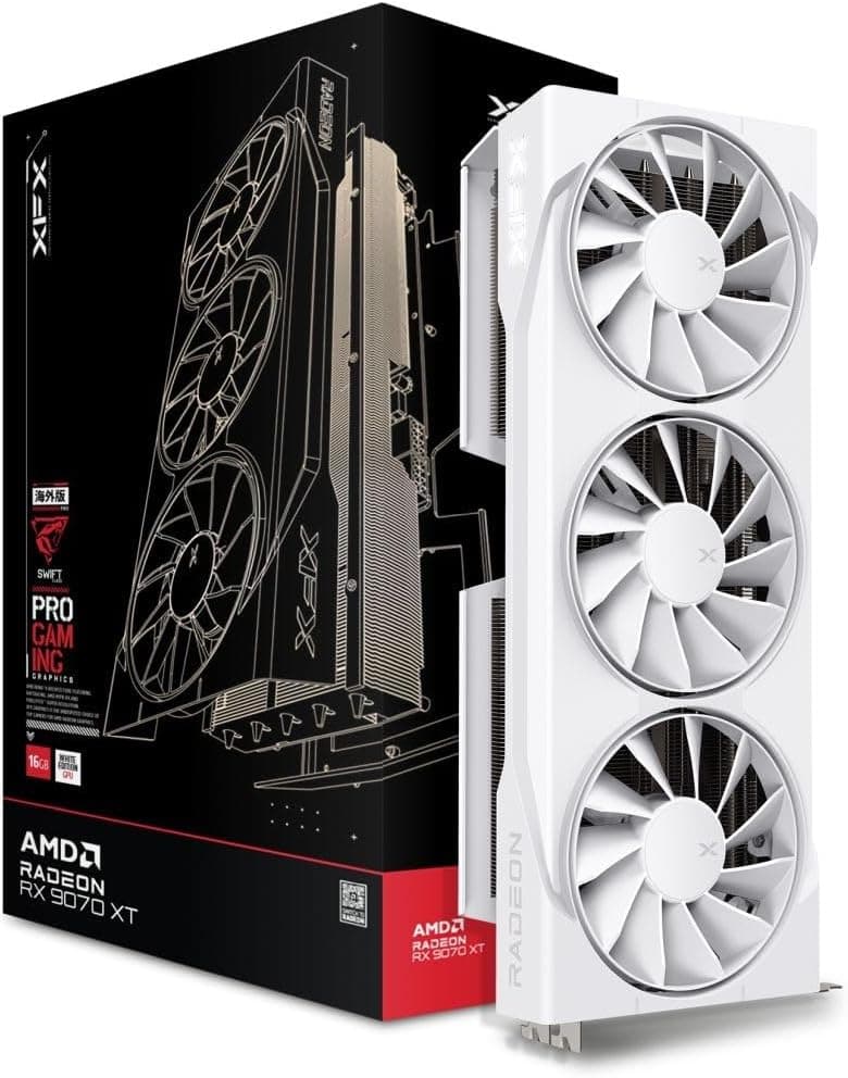 XFX Speedster SWFT AMD Radeon RX 9070 XT White Triple Fan | RX-97TSWF3W9 | 16GB GDDR6 | RDNA 4 | 1440p Gaming