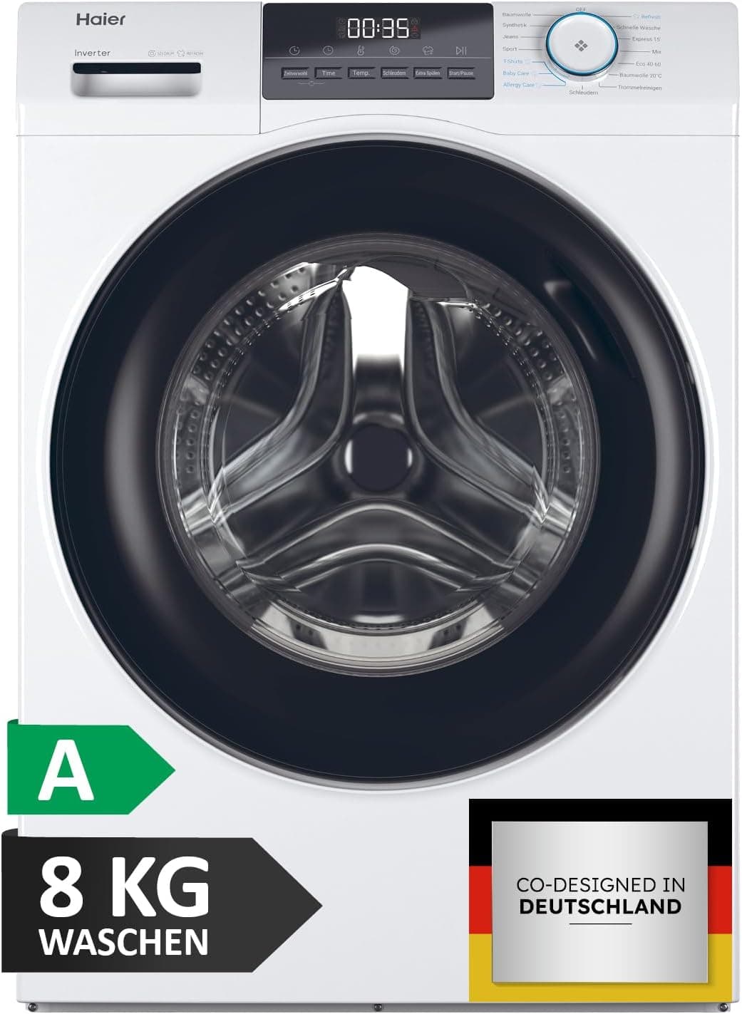 Haier Waschmaschine Frontlader | 7kg, 8kg, 9kg, 10kg, 1400 U/Min, Inverter, ABT, Klasse A - 8 kg / I-PRO SERIE 1