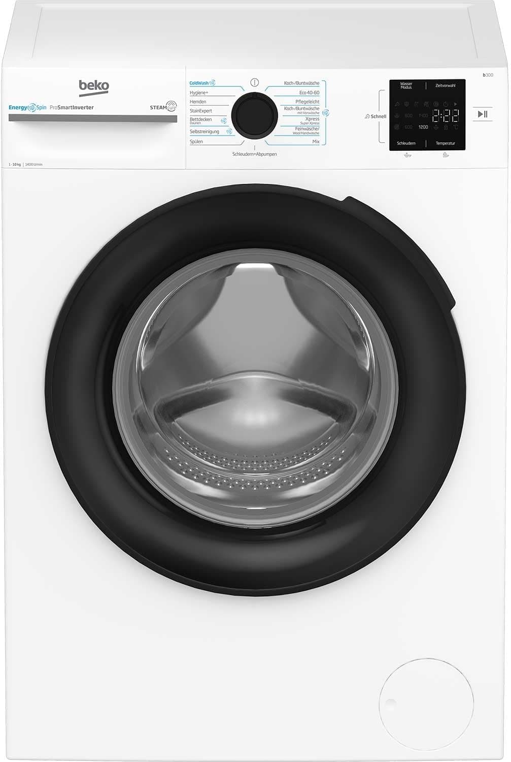 Beko b300 Frontlader Waschmaschine | 7kg - 10kg | 1400 U/Min | Dampffunktion | Klasse A - 8 Kg