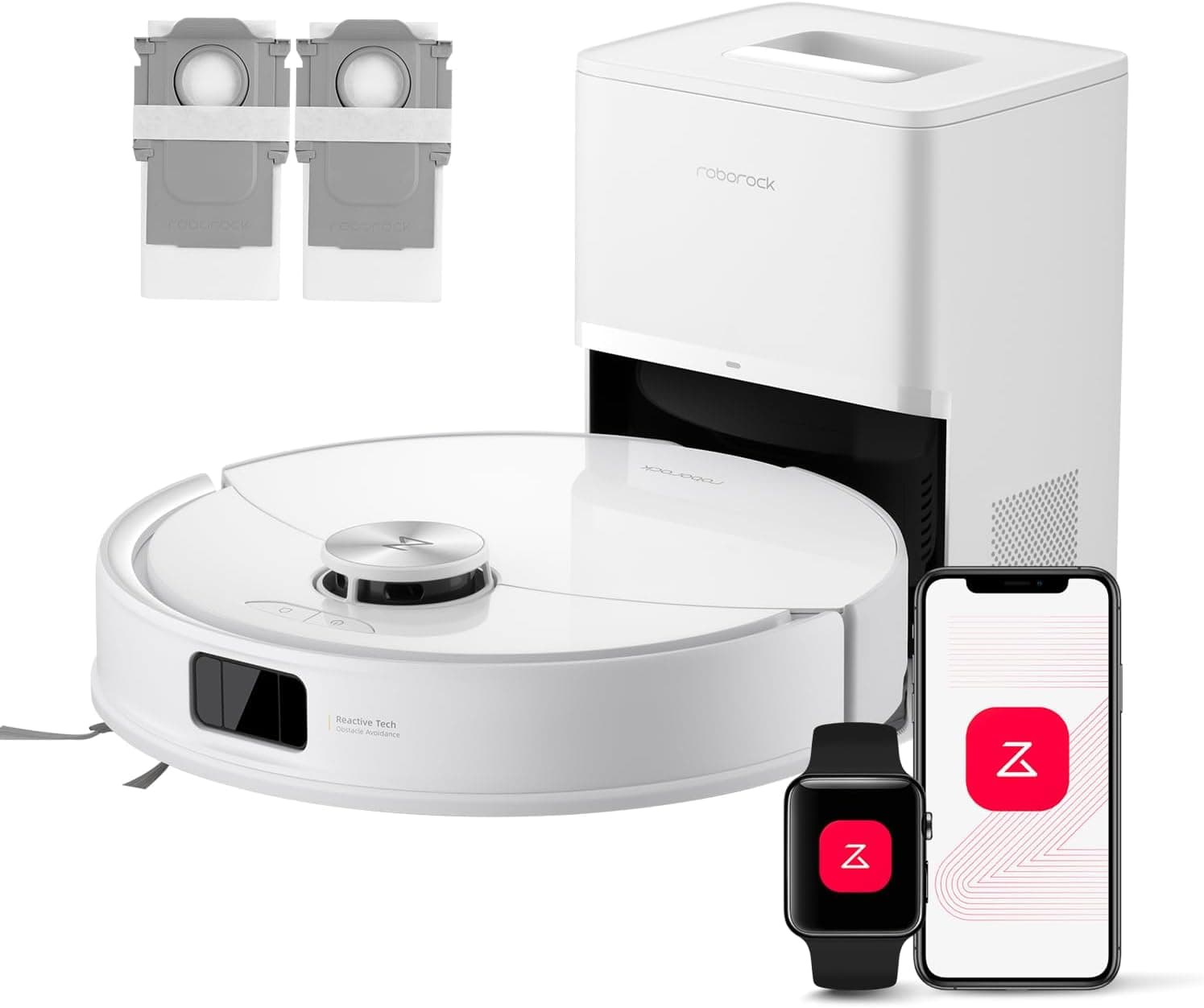 Roborock Q10 S5+ Saug- und Wischroboter mit 10.000 Pa HyperForce-Saugkraft, VibraRise 2.0 und selbstentleerender Reinigungsstation - Set Weiß