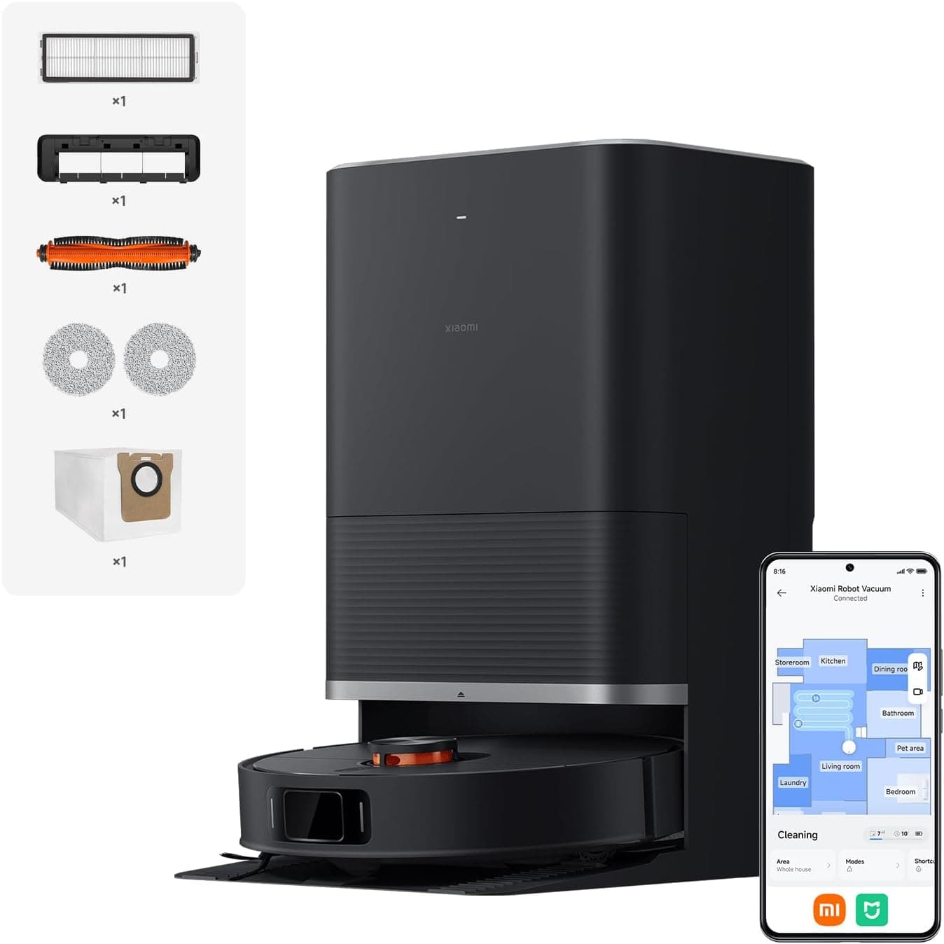 Xiaomi Saugroboter-Serie (X20+, X20 Max, X20 Pro, H50, H50 Pro) – Autonome Reinigung & All-in-One Station - X20 Max (Schwarz)