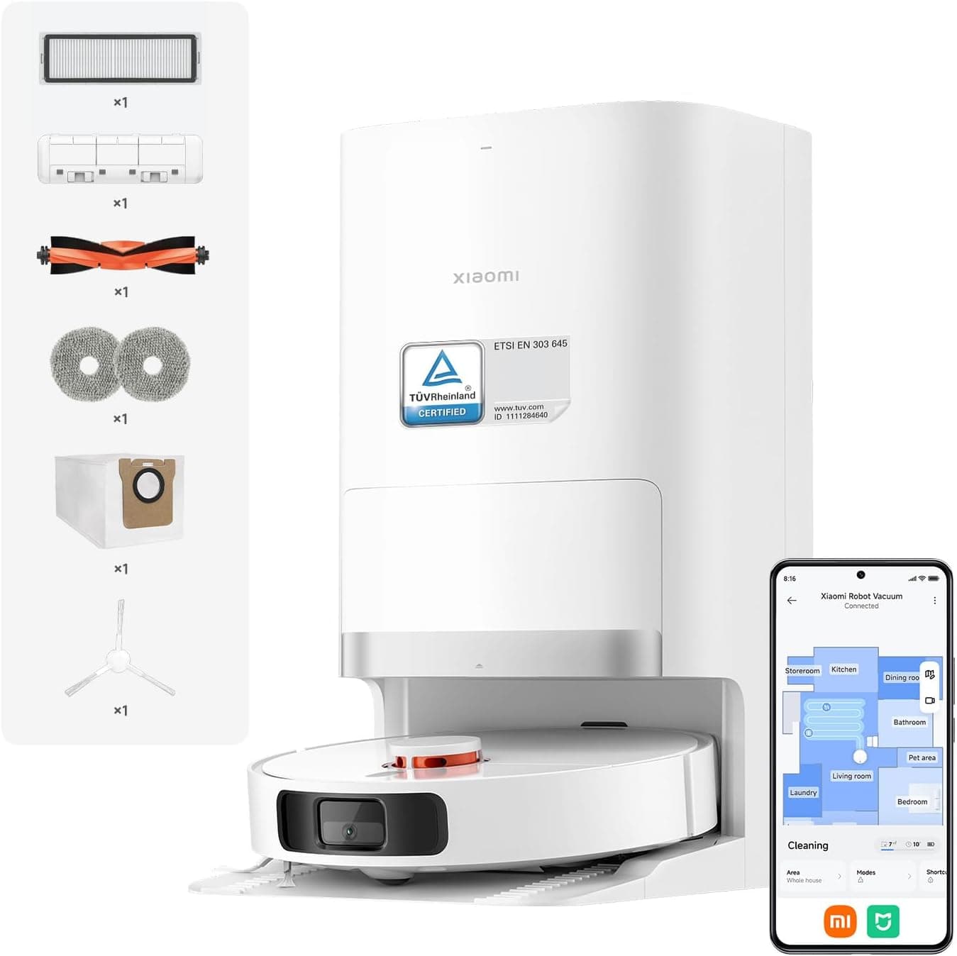 Xiaomi Saugroboter-Serie (X20+, X20 Max, X20 Pro, H50, H50 Pro) – Autonome Reinigung & All-in-One Station - X20+ (Weiß)