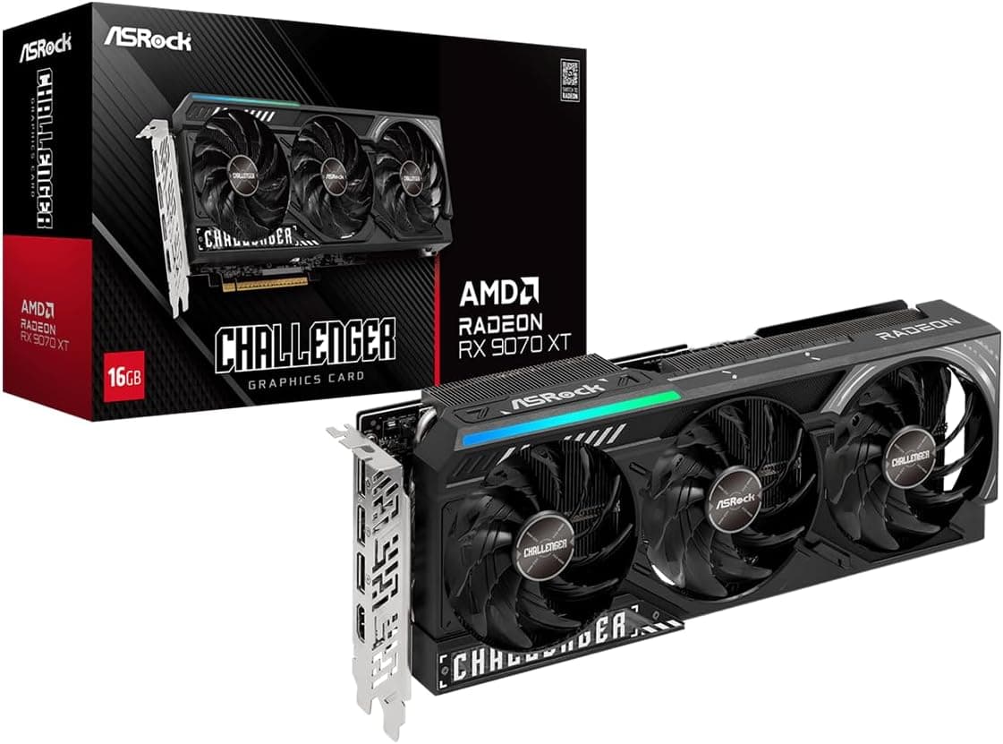 ASRock AMD Radeon RX 9070 XT 16GB GDDR6 | Challenger & Taichi White | RDNA 4 | PCIe 5.0 | 4K Gaming - Challenger