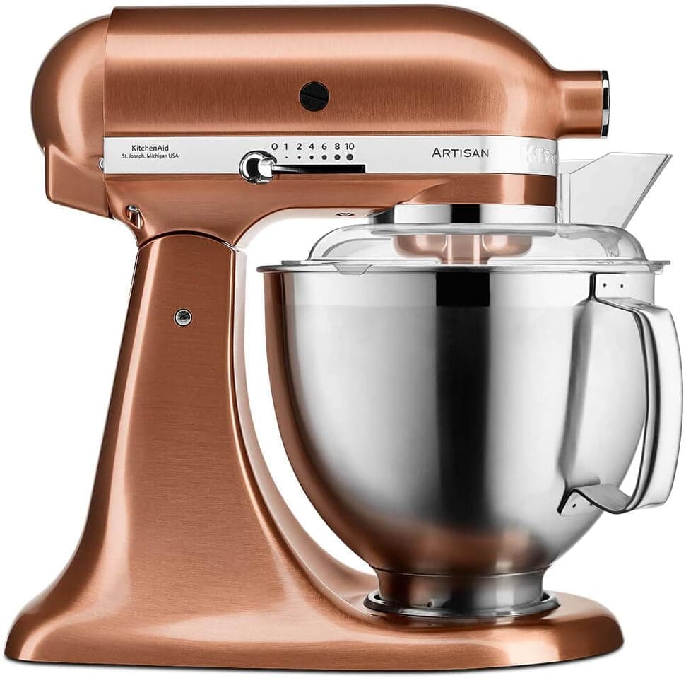KitchenAid Artisan 5KSM185PS Küchenmaschine | 4,8L + 3L Schüssel | Edelstahl-Zubehör | 300W - Copper