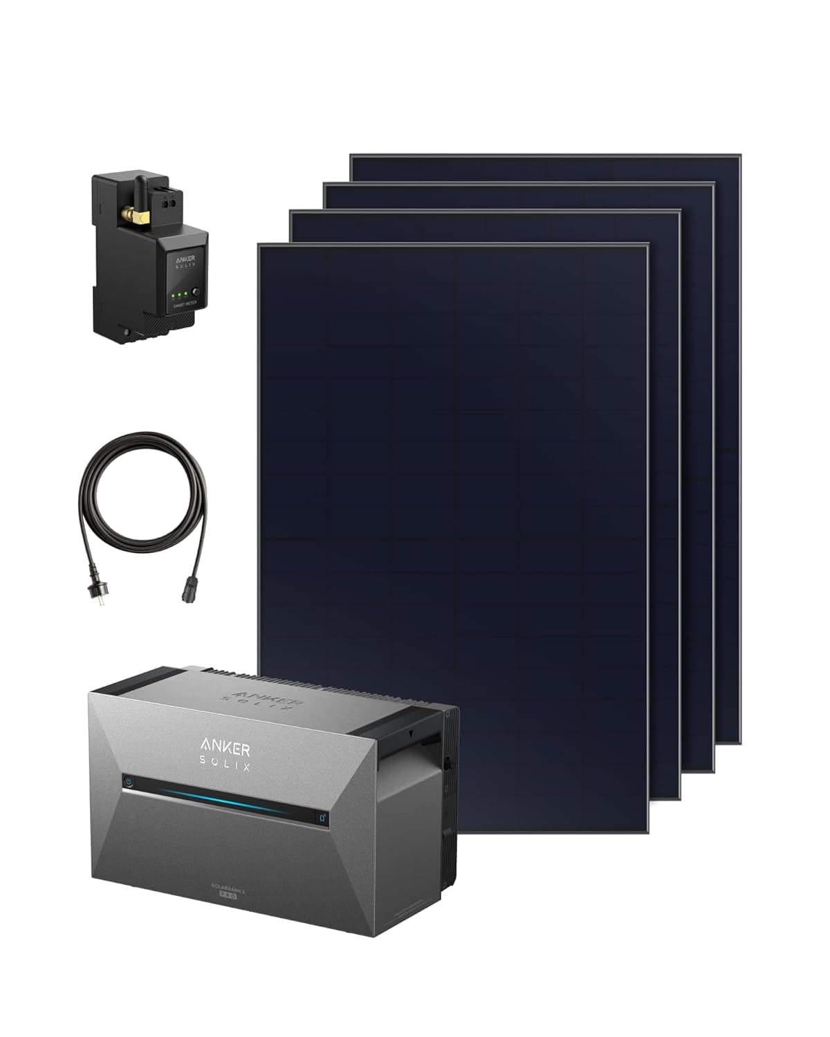 Anker Solix 3 Pro Balkonkraftwerk-Serie – Intelligentes Energiespeichersystem (Solarbank E2700 Pro + Solarkits) - E2700 Pro + 4 x 445W Module