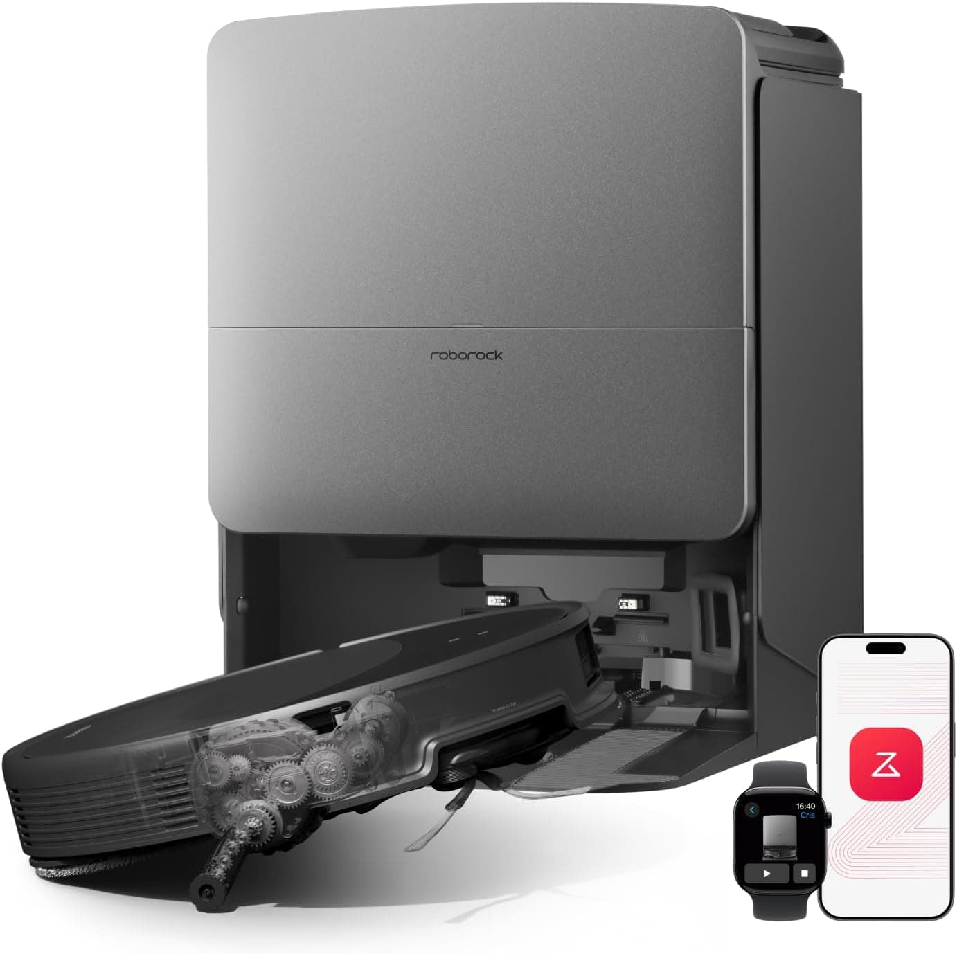 Roborock Saros Serie Saug- und Wischroboter mit dToF/LiDAR-Navigation, HyperForce Saugkraft und intelligenter RockDock-Reinigungsstation - Schwarz