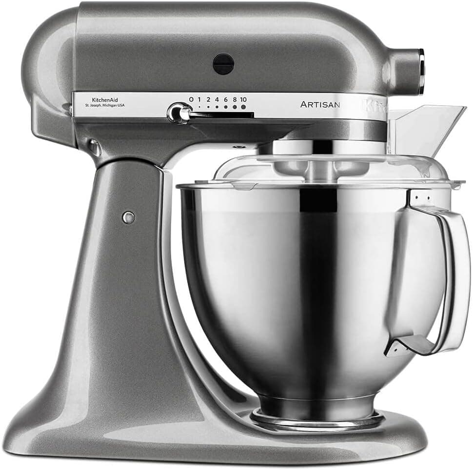 KitchenAid Artisan 5KSM185PS Küchenmaschine | 4,8L + 3L Schüssel | Edelstahl-Zubehör | 300W - Silver Locket