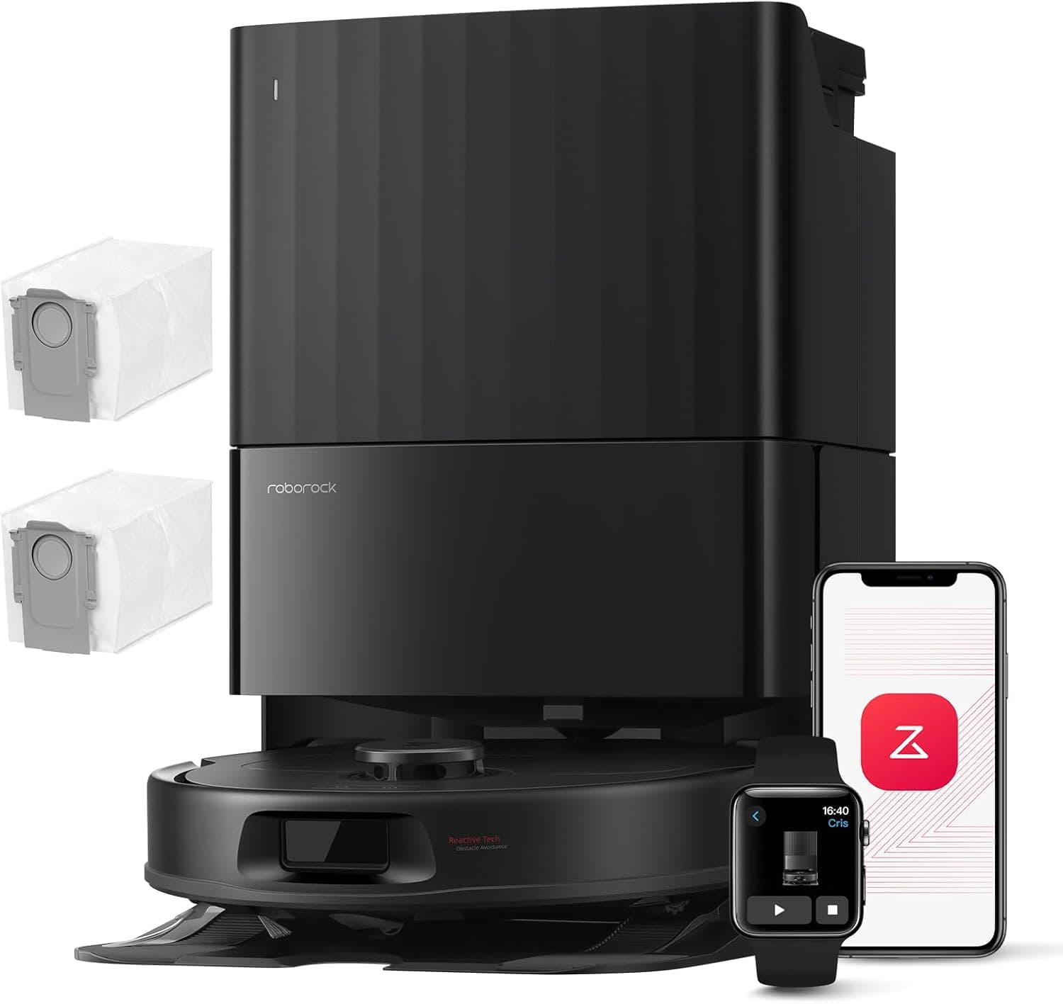 Roborock Qrevo Saug- und Wischroboter | 8.000 Pa Saugkraft, Anti-Tangle-Bürste, LiDAR-Navigation, All-in-One Station (QV 35A Set) - Schwarz