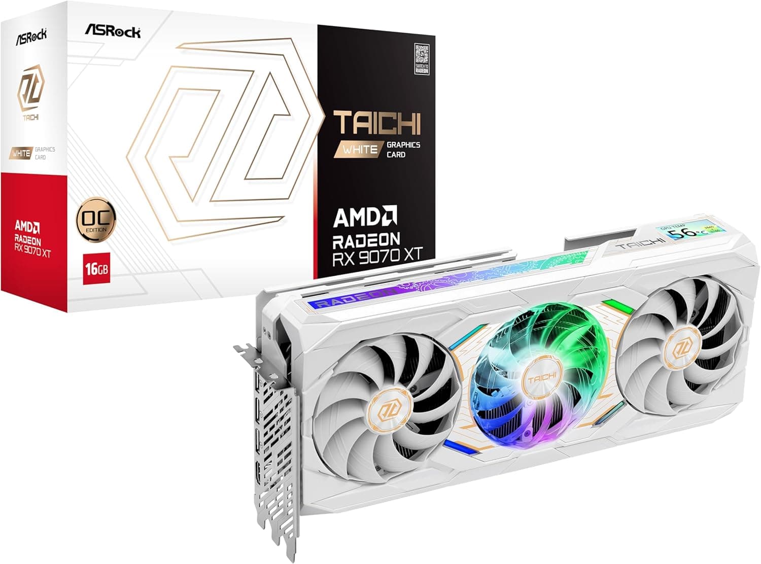 ASRock AMD Radeon RX 9070 XT 16GB GDDR6 | Challenger & Taichi White | RDNA 4 | PCIe 5.0 | 4K Gaming - Taichi White