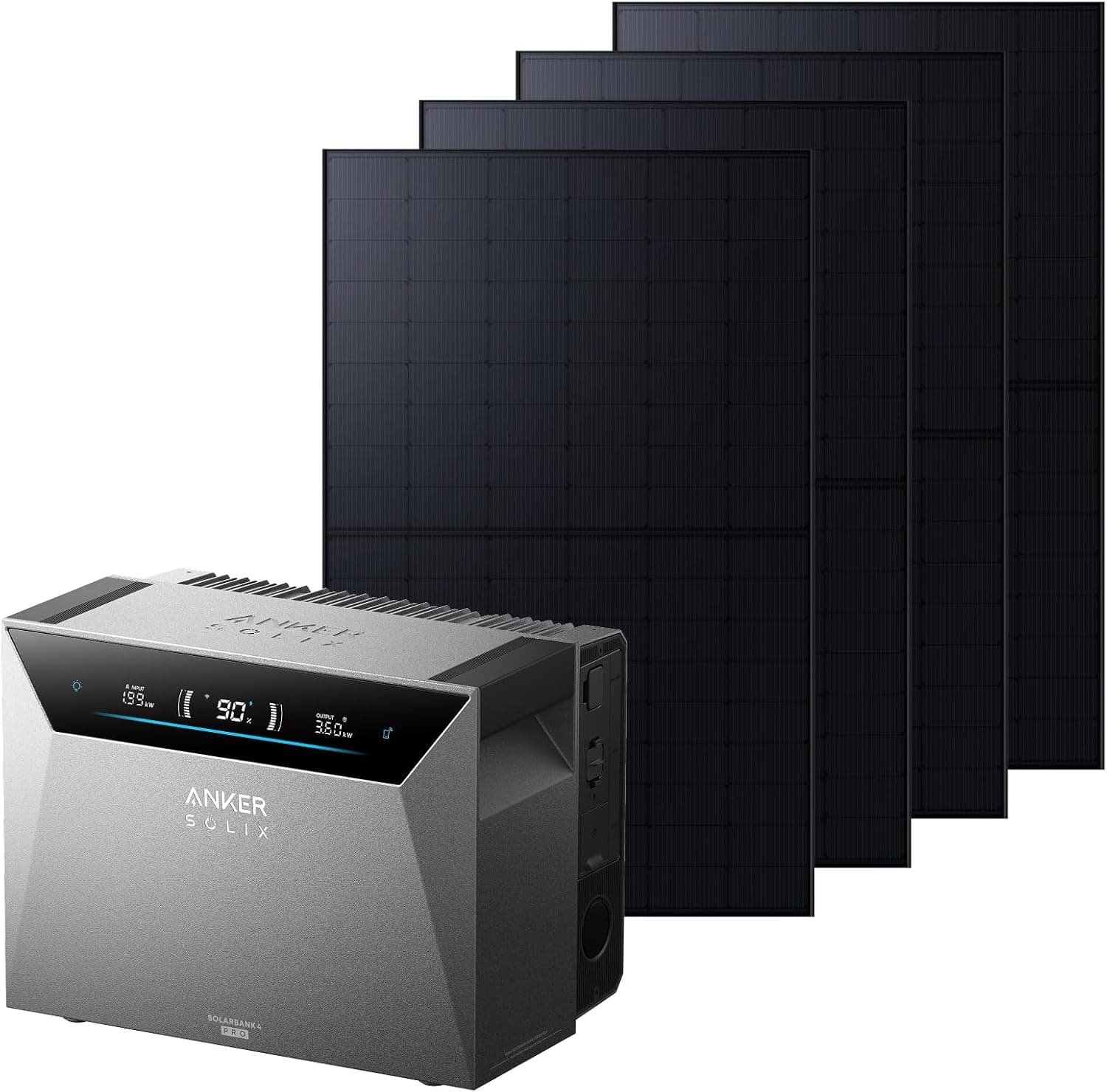 Anker Solix Solar Bank 4 Pro Serie – Intelligentes Energiespeichersystem (Basis, Erweiterung & Solarkits) - Solar Bank 4 Pro + 4 x 500W Panels