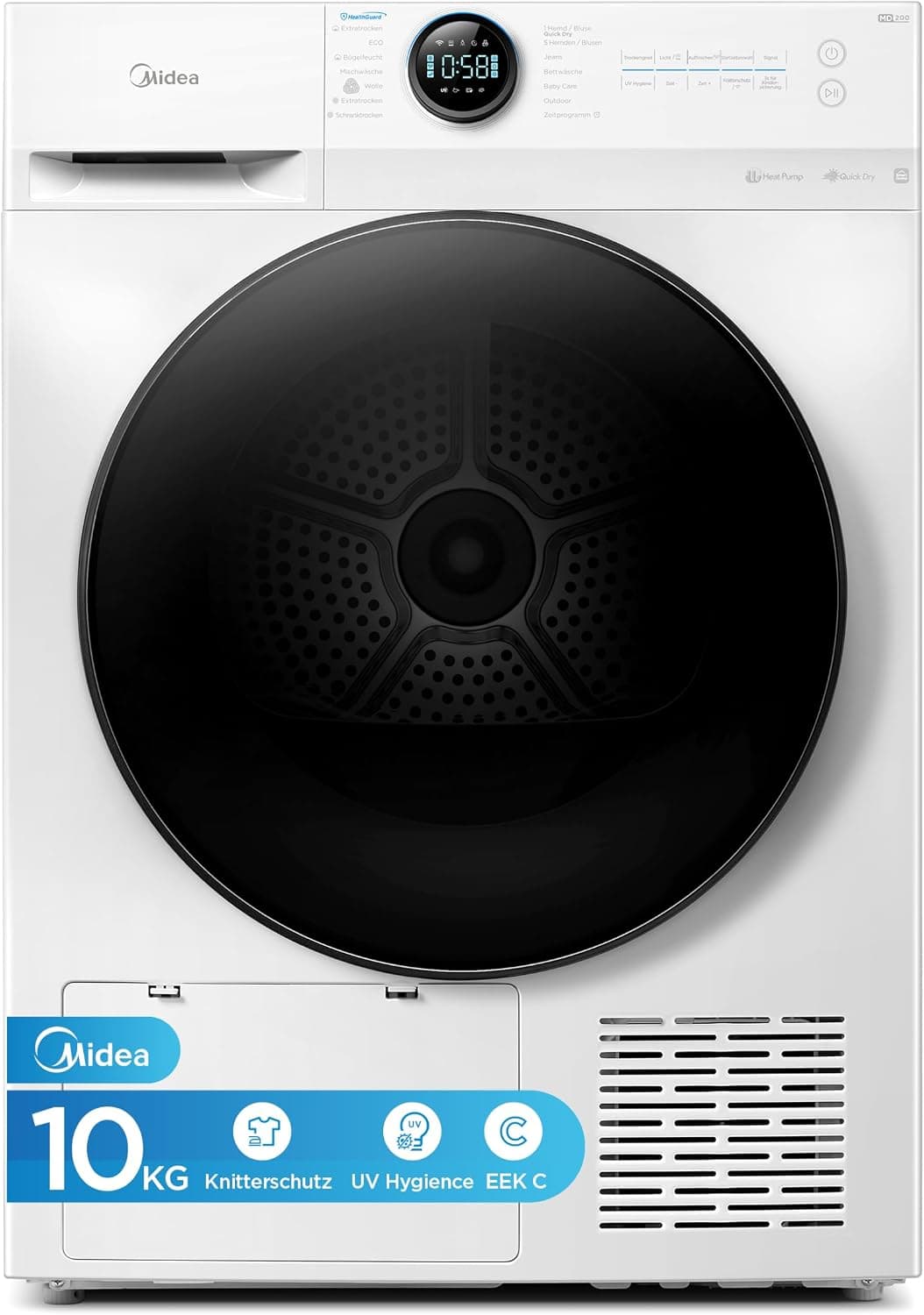 Midea MD20EH Wärmepumpentrockner | 8kg - 10kg | UV-Hygiene | Woolmark | Klasse A+++ - 10 kg