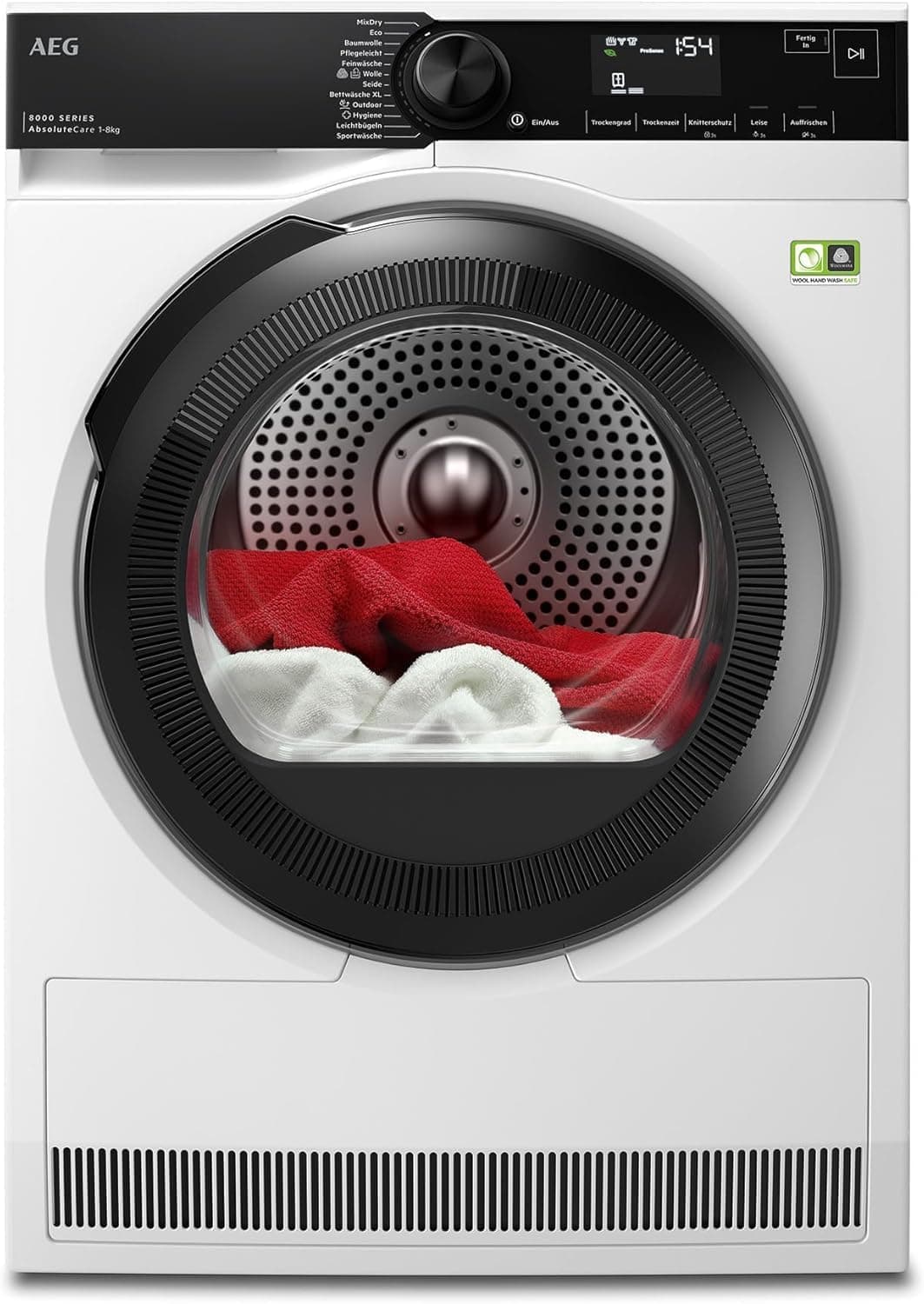 AEG Series 9000 & 8000 Heat Pump Tumble Dryer Collection | 8kg Capacity, AbsoluteCare®, SensiDry®, Energy Class A+++ - B - Wolle-Seide - STIWA25 - All