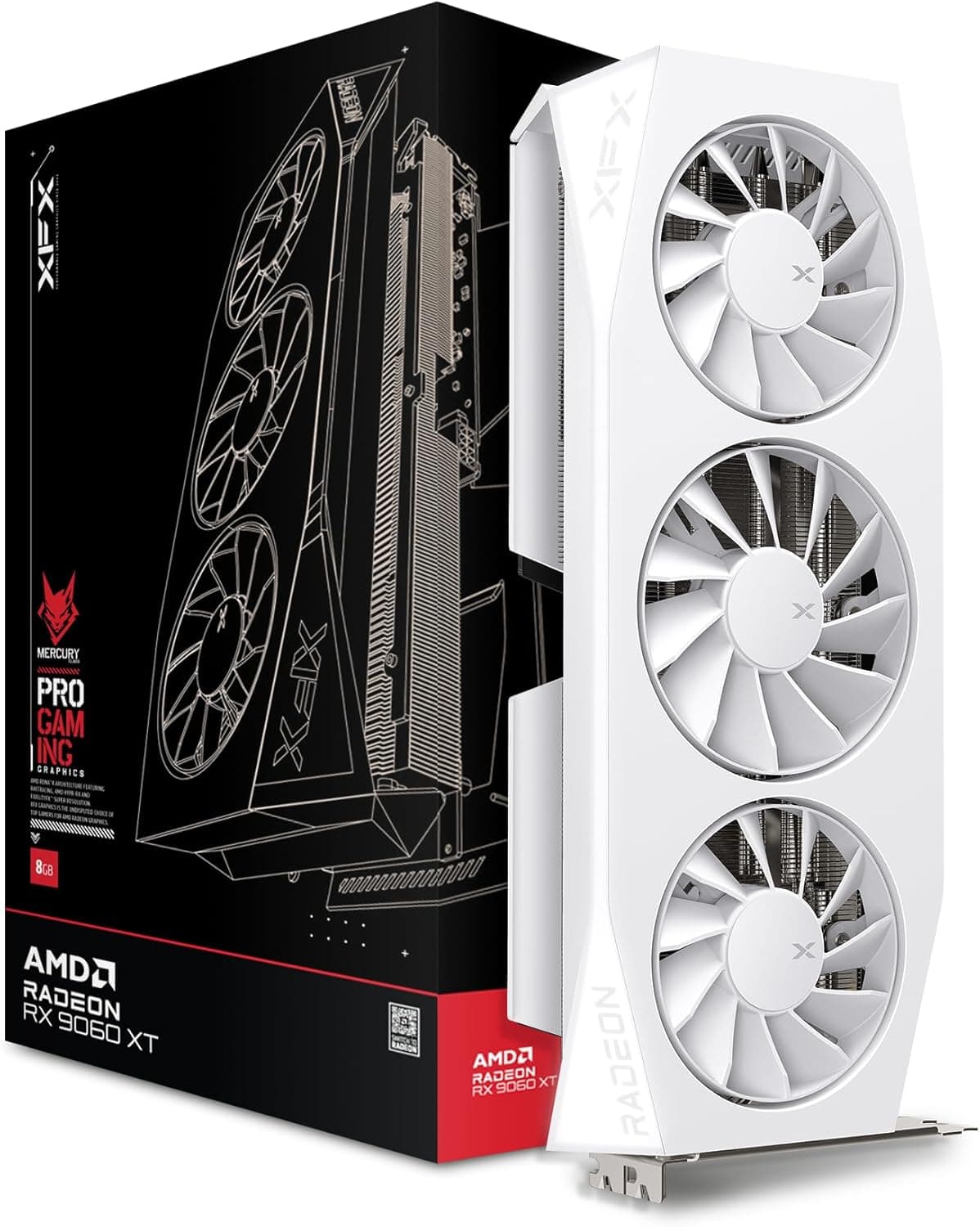 XFX Mercury AMD Radeon RX 9060 XT OC White Gaming Edition 16GB GDDR6 Grafikkarte (RX-96TMERCW9)