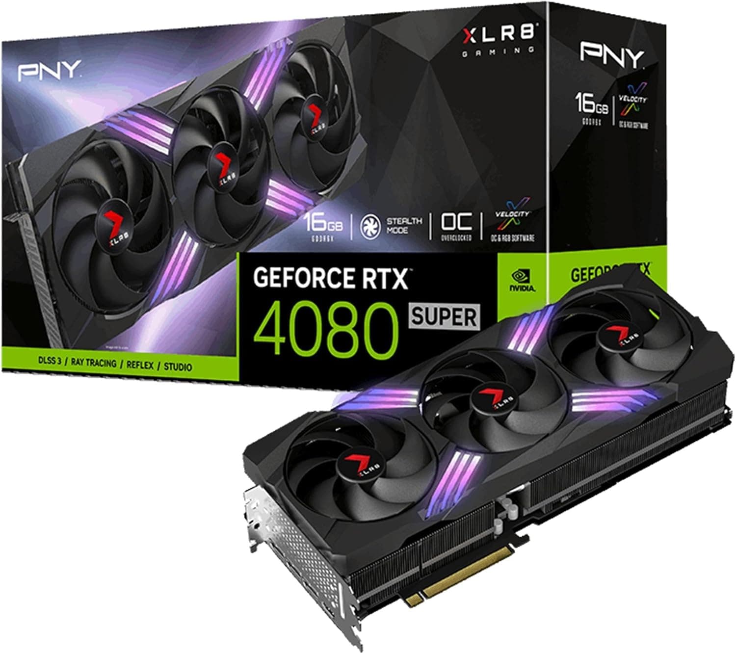PNY GeForce RTX 4070 SUPER / 4070 Ti SUPER / 4080 SUPER XLR8 Gaming Verto Graphics Cards (XLR8 Epic-X RGB OC / Standard Edition) - XLR8 Epic-X RGB OC 