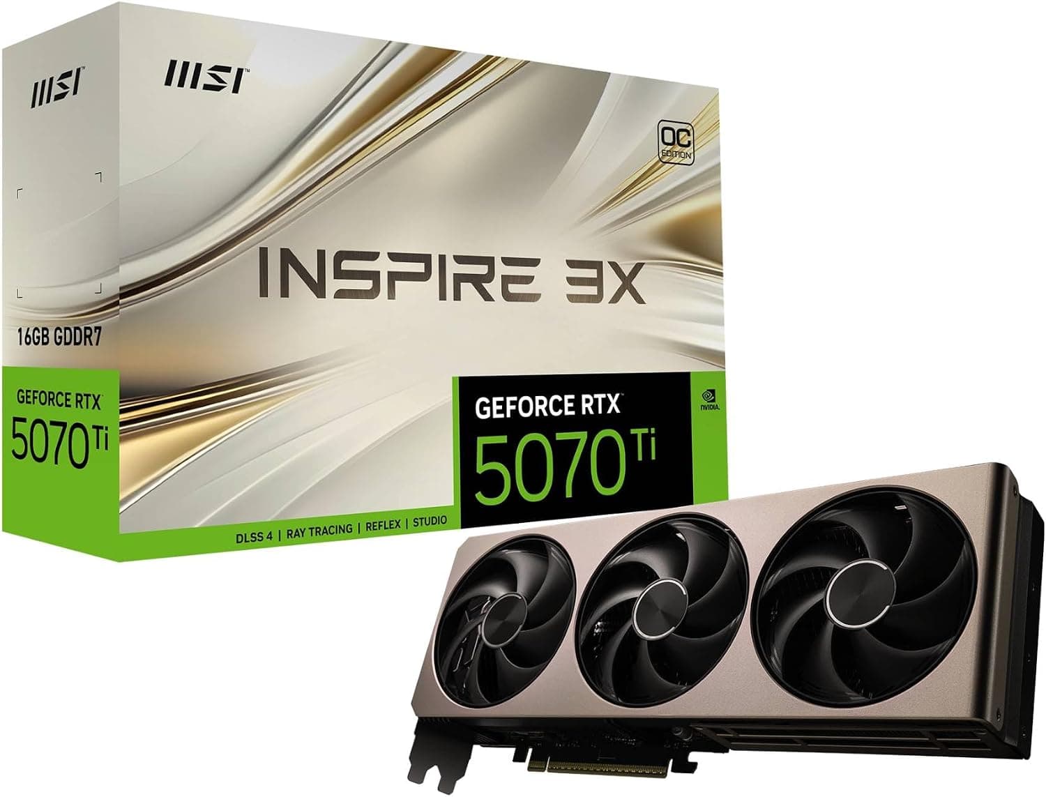 MSI GeForce RTX 5070 Ti 16G Inspire 3X OC | V531-245R | 16GB GDDR7 | SFF-Ready | NVIDIA Blackwell