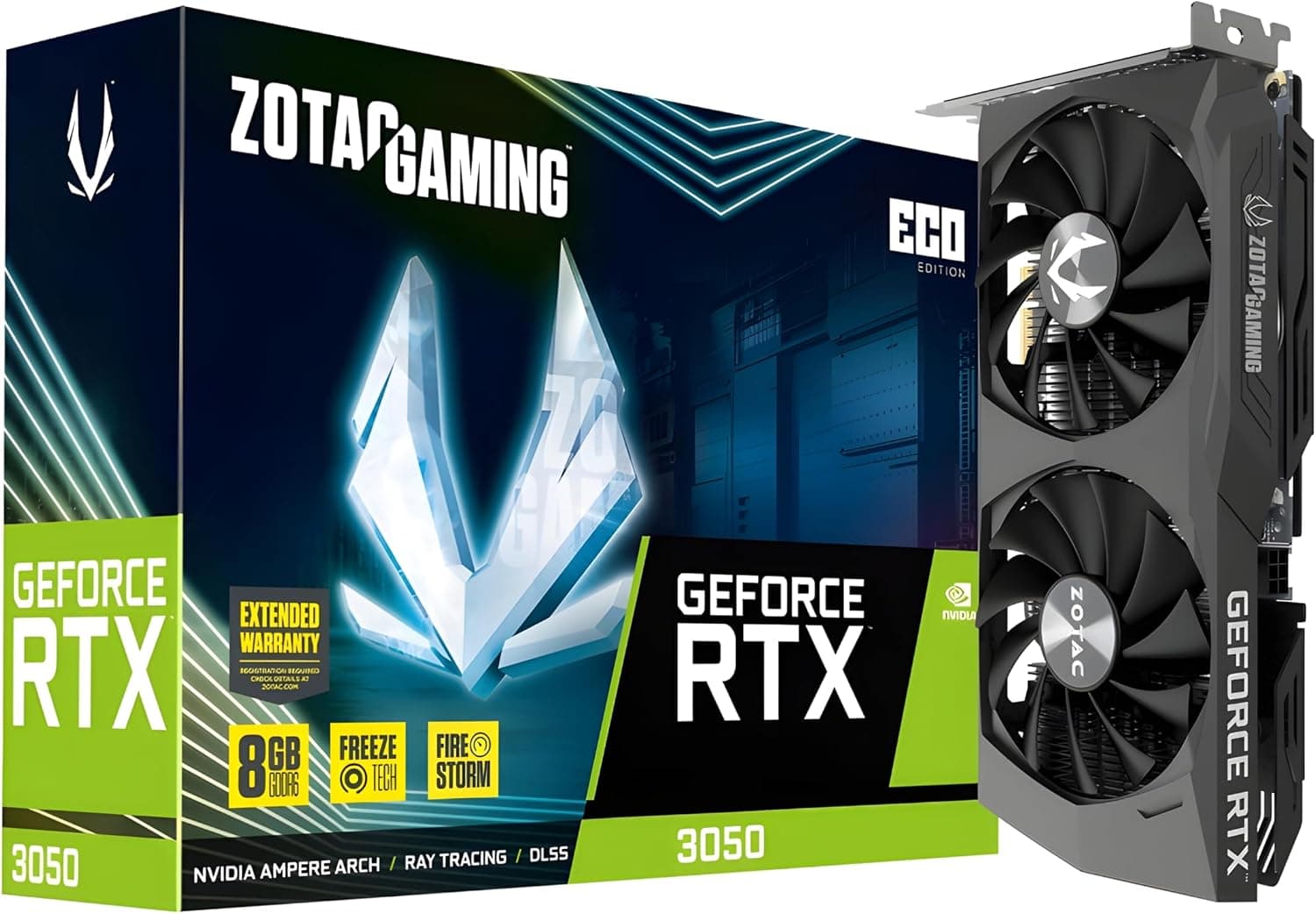 ZOTAC Gaming GeForce RTX 3050 ECO 8GB | ZT-A30500K-10M | 8GB GDDR6 | RTX 30 Series | Triple-Fan