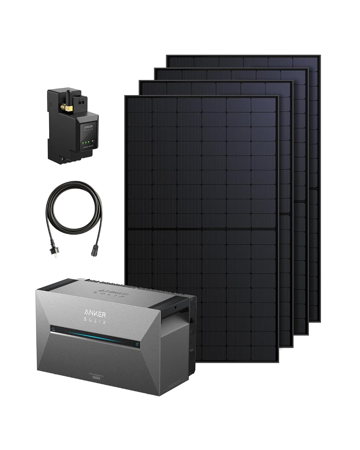 Anker Solix 3 Pro Balkonkraftwerk-Serie – Intelligentes Energiespeichersystem (Solarbank E2700 Pro + Solarkits) - E2700 Pro + 4 x 500W Module