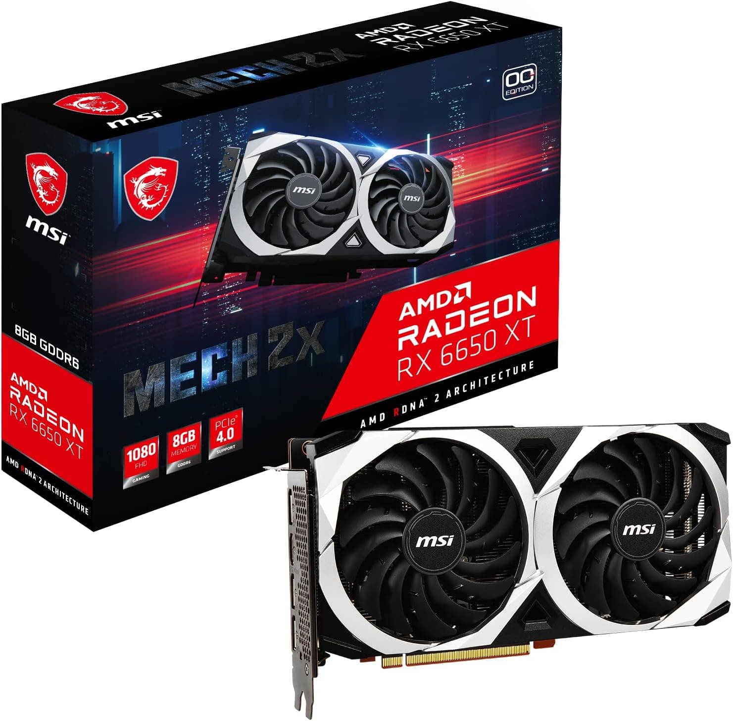 MSI Radeon RX 6000 Serie | Gaming X Trio, Gaming X & MECH 2X OC | 8GB/12GB GDDR6 | RDNA 2 - Radeon RX 6650 XT MECH 2X 8G OC