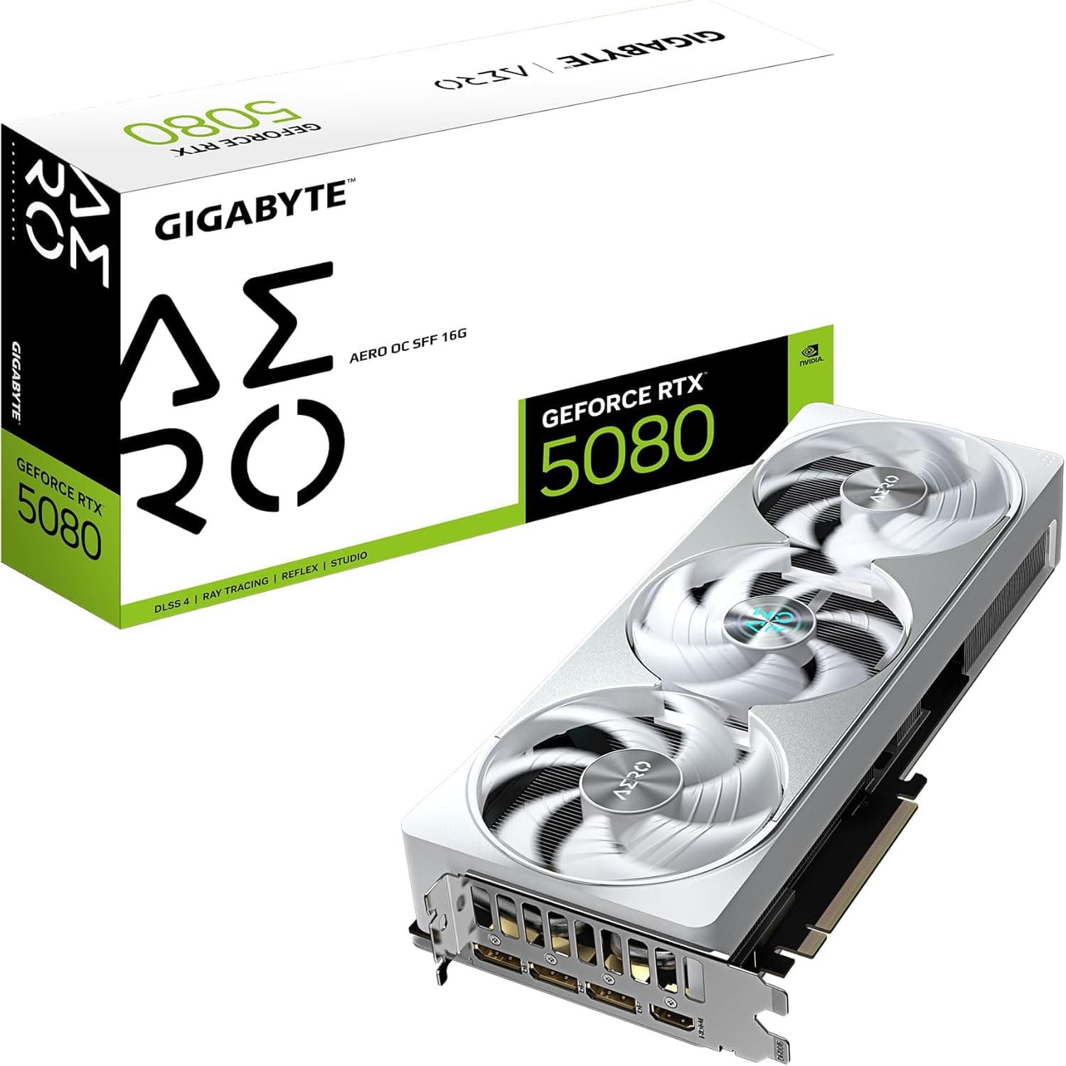Gigabyte GeForce RTX 5080 AERO OC SFF 16GB GDDR7 | GV-N5080AERO OC-16GD | PCIe 5.0 | Blackwell | SFF-Design