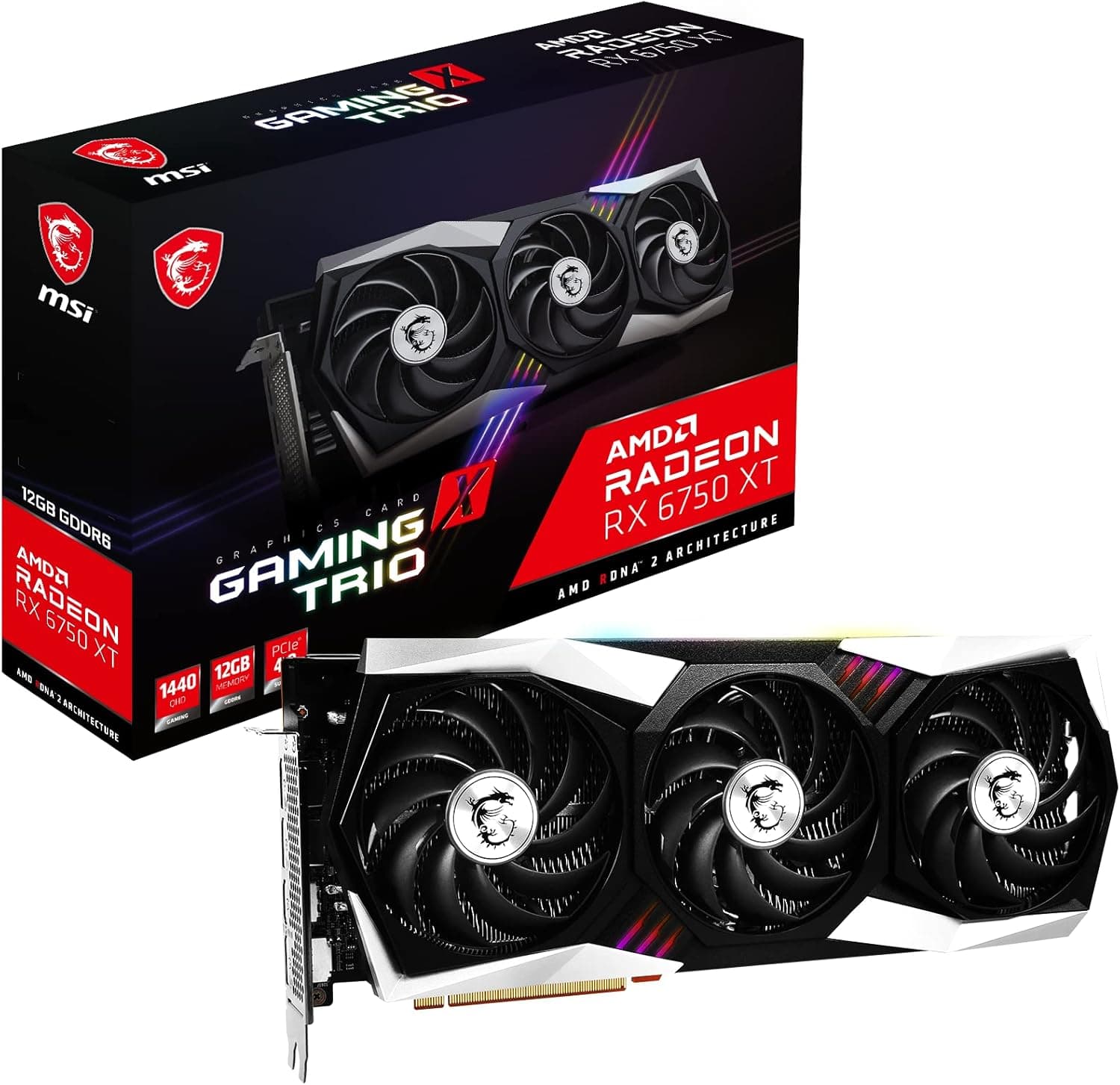 MSI Radeon RX 6000 Serie | Gaming X Trio, Gaming X & MECH 2X OC | 8GB/12GB GDDR6 | RDNA 2 - Radeon RX 6750 XT GAMING X TRIO 12G