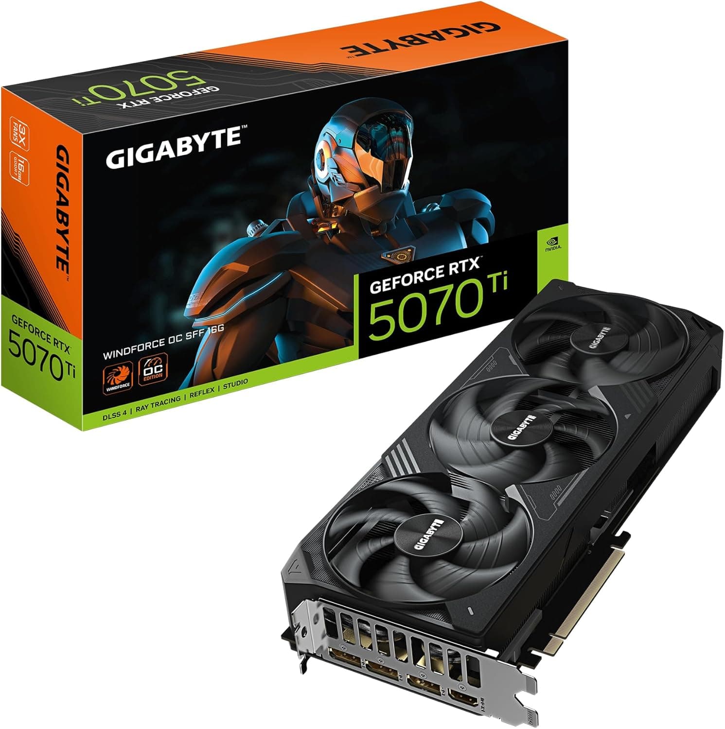 Gigabyte GeForce RTX 5070 Ti WINDFORCE OC SFF 16G | GV-N507TWF3OC-16GD | 16GB GDDR7 | PCIe 5.0 | SFF-Ready