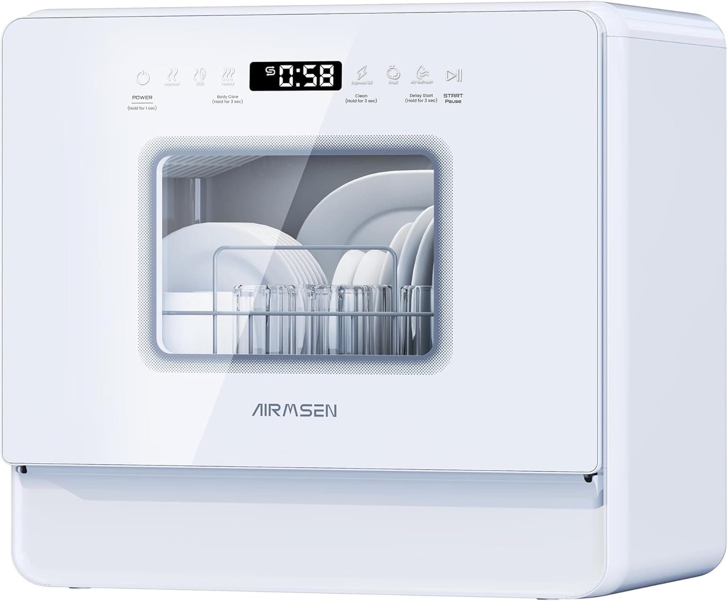 AIRMSEN ZMW-DTHA01 Mini-Geschirrspüler | 5 Maßgedecke | 5L Wassertank | 75°C Hygiene | Klasse E