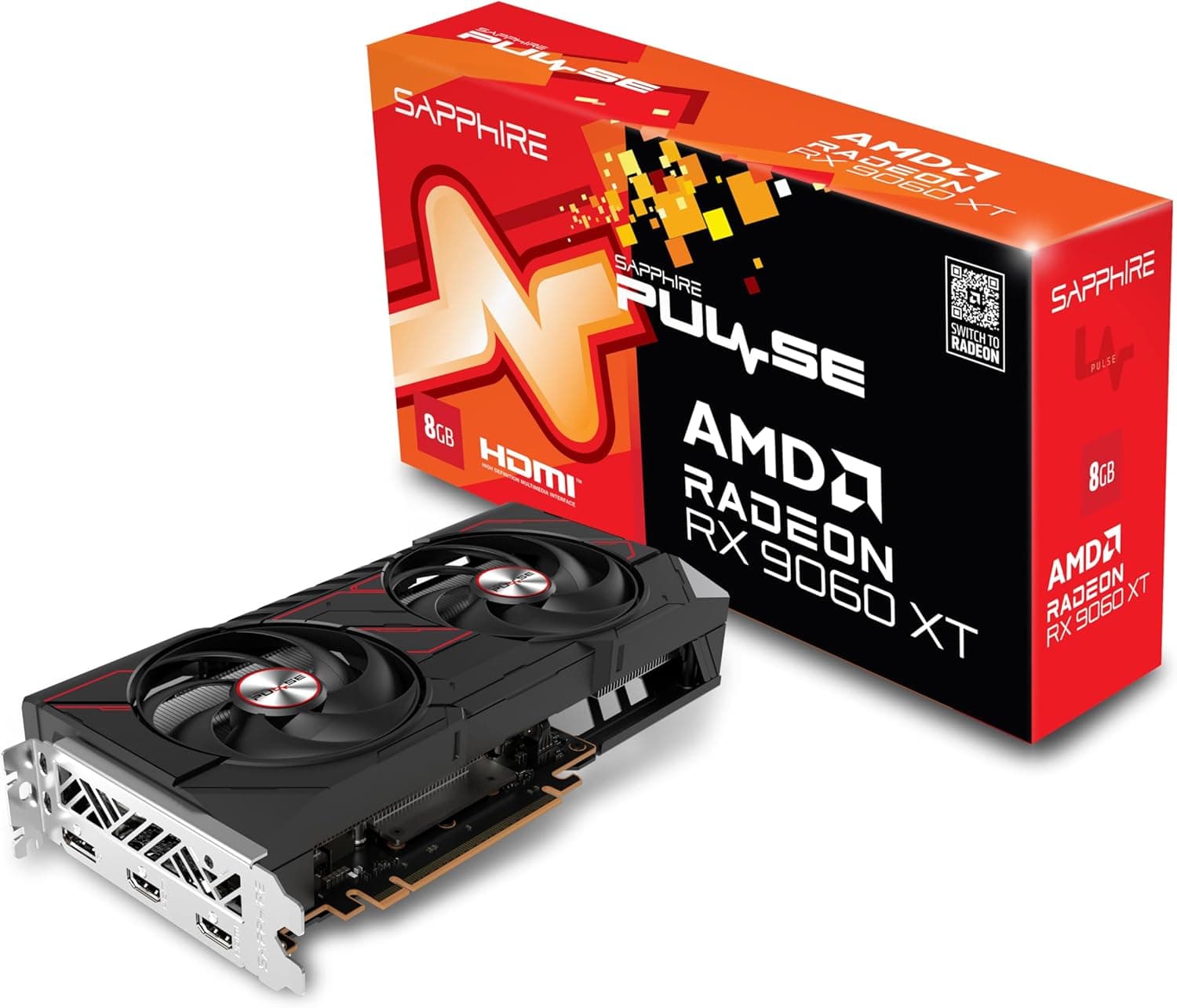 Sapphire Pulse AMD Radeon RX 9060 XT Gaming OC 8GB GDDR6 | 11350-04-20G | RDNA | Dual-Fan | 4K Gaming