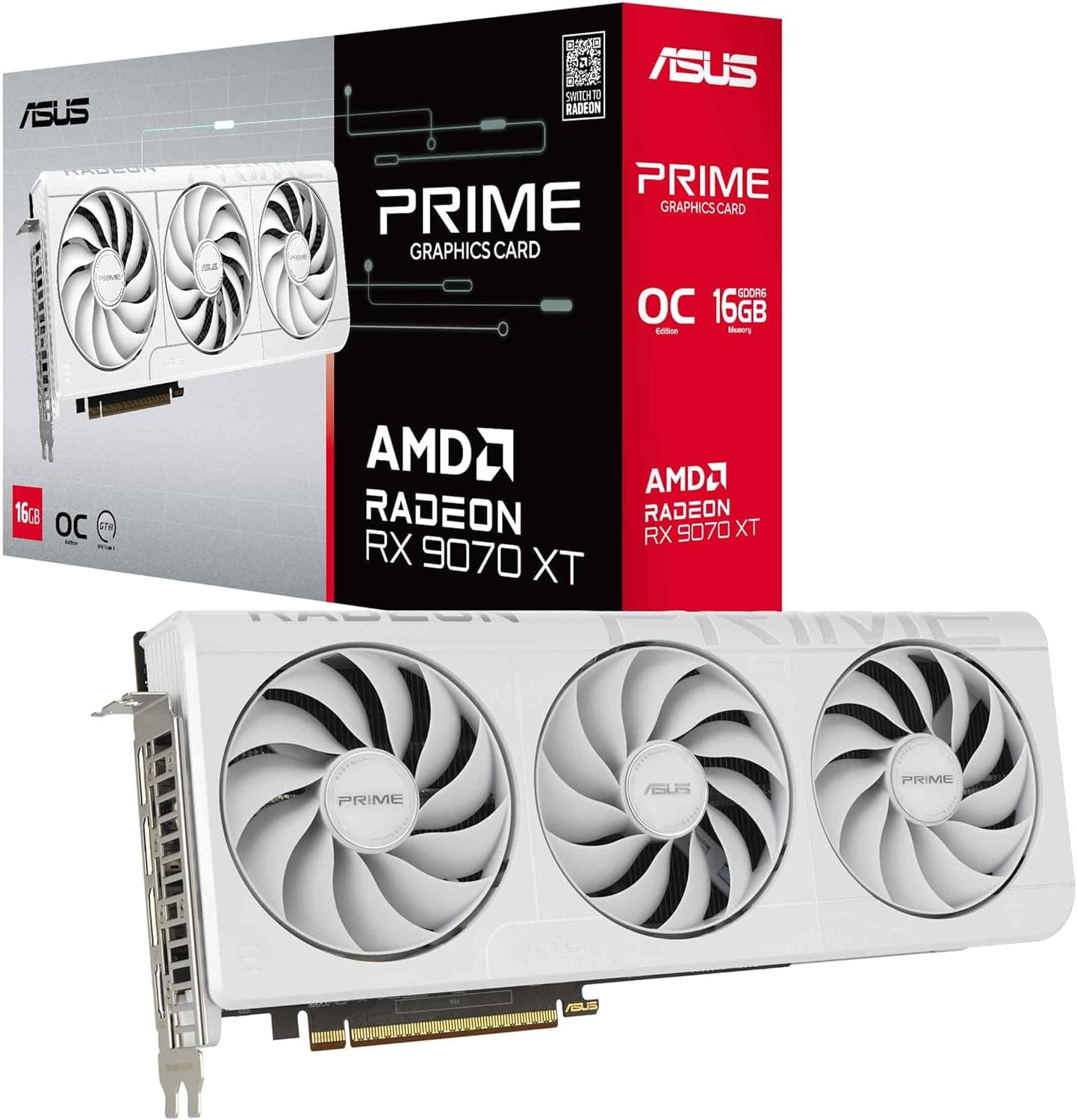 ASUS Radeon RX 9070 & 9070 XT Serie | Prime & TUF Gaming | 16GB GDDR7 | PCIe 5.0 | Axial-Tech - XT Weiß - RX9070 XT - Prime