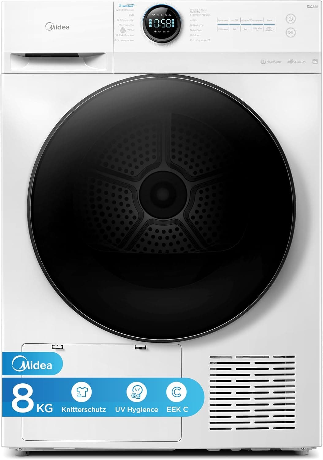 Midea MD20EH Wärmepumpentrockner | 8kg - 10kg | UV-Hygiene | Woolmark | Klasse A+++ - 8 kg