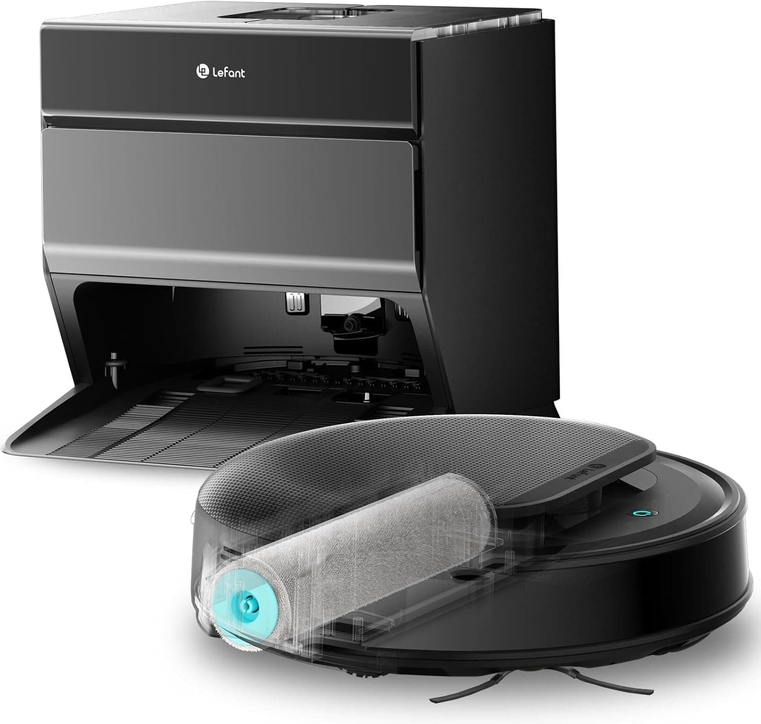 Lefant M5 Pro Saug- und Wischroboter mit Multifunktions-Basisstation, 18.000 Pa Saugkraft und dToF-Lasernavigation - Dunkelgrau