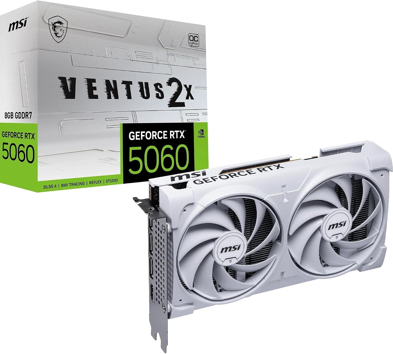 MSI GeForce RTX 5060 8G Serie | Shadow, Inspire, VENTUS & GAMING | 8GB GDDR7 | Blackwell Architektur - VENTUS 2X OC WHITE
