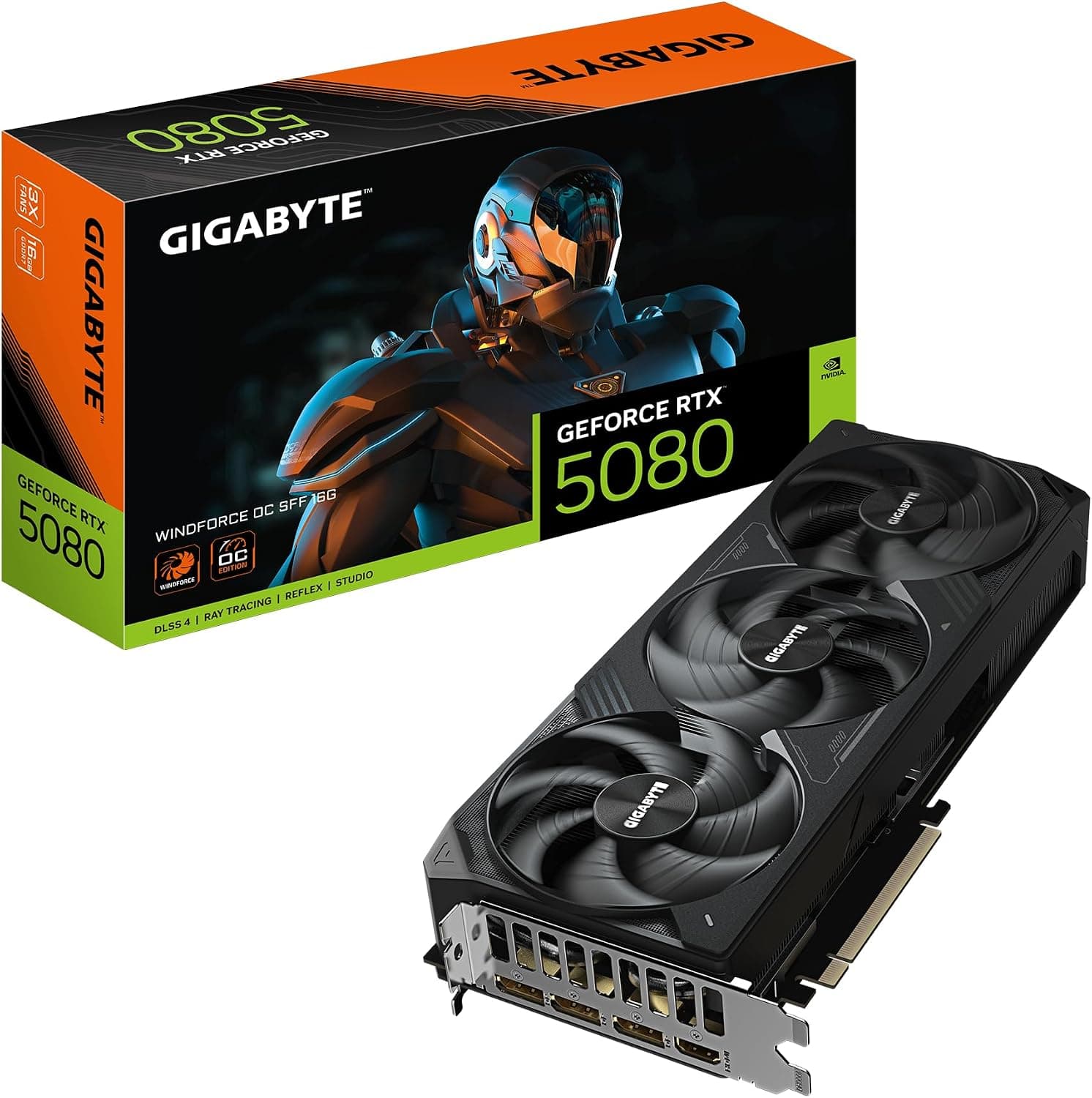 Gigabyte GeForce RTX 5080 WINDFORCE OC SFF 16G | GV-N5080WF3OC-16GD | 16GB GDDR7 | PCIe 5.0 | SFF-Ready