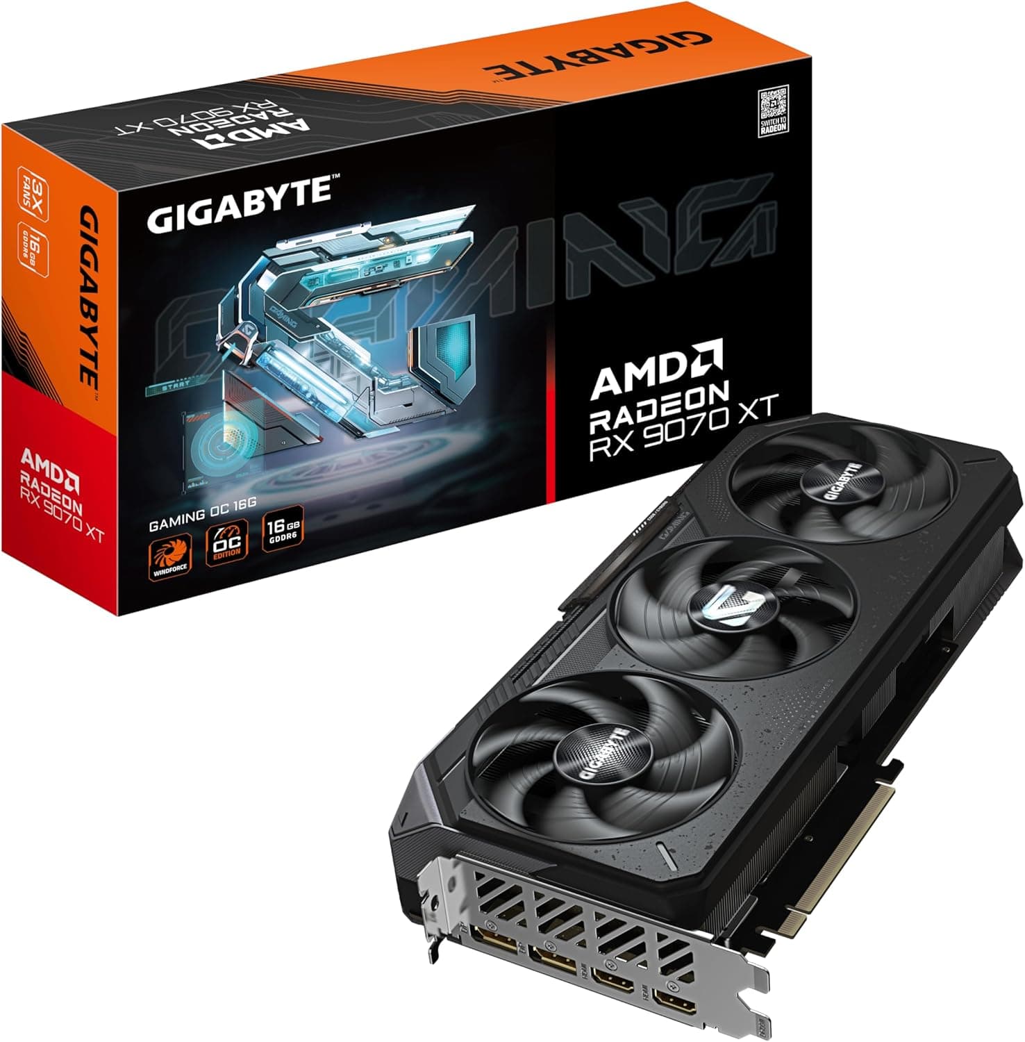 Gigabyte Radeon RX 9070 XT Gaming OC 16G | GV-R9070XTGAMING OC-16GD | 16GB GDDR6 | PCIe 5.0 | WINDFORCE