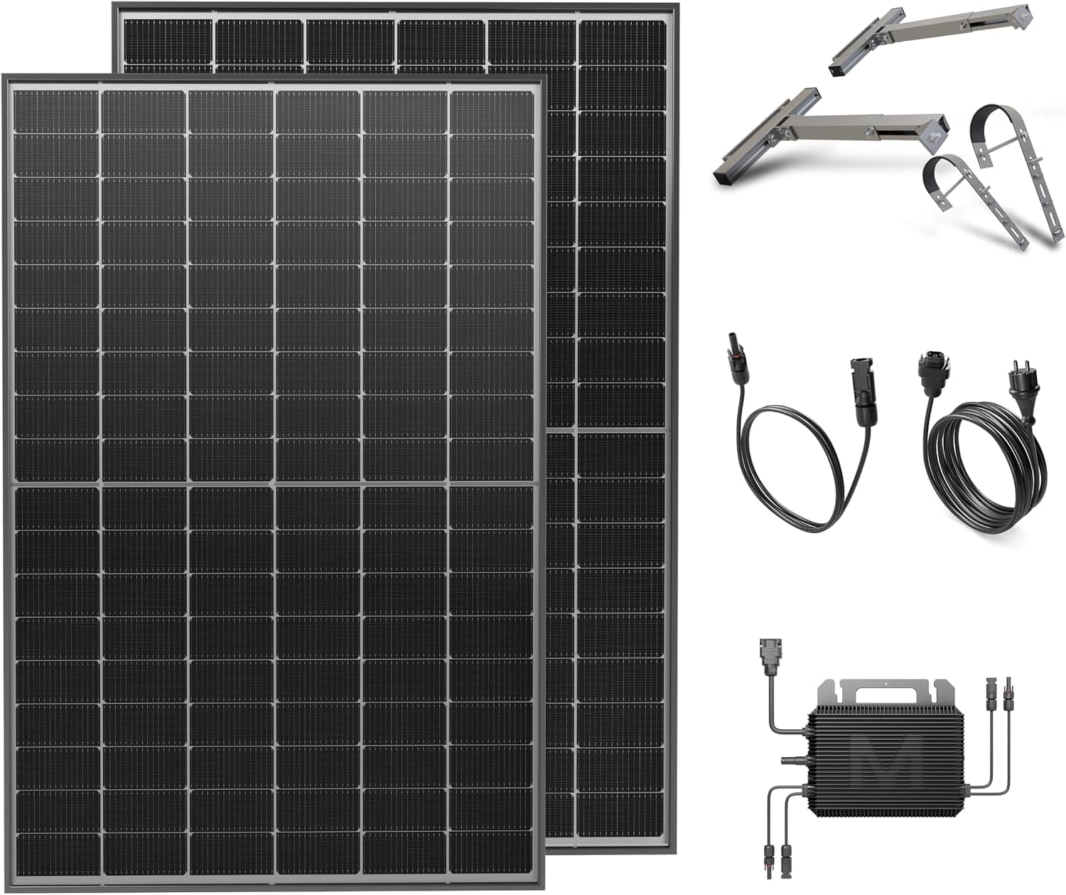 Solakon 900W Balkonkraftwerk-Serie – Komplette Solaranlage mit 800W Wechselrichter & bifazialen Modulen - Mit Balkonhalterung